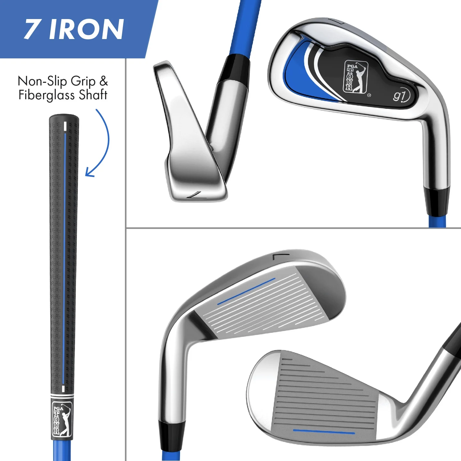 Right-Handed 10 Piece Kids Golf Club Stand Bag Set; Player Height 4'8 5'2", Ages 8-12(Right-Handed/10/Blue) - Image 10