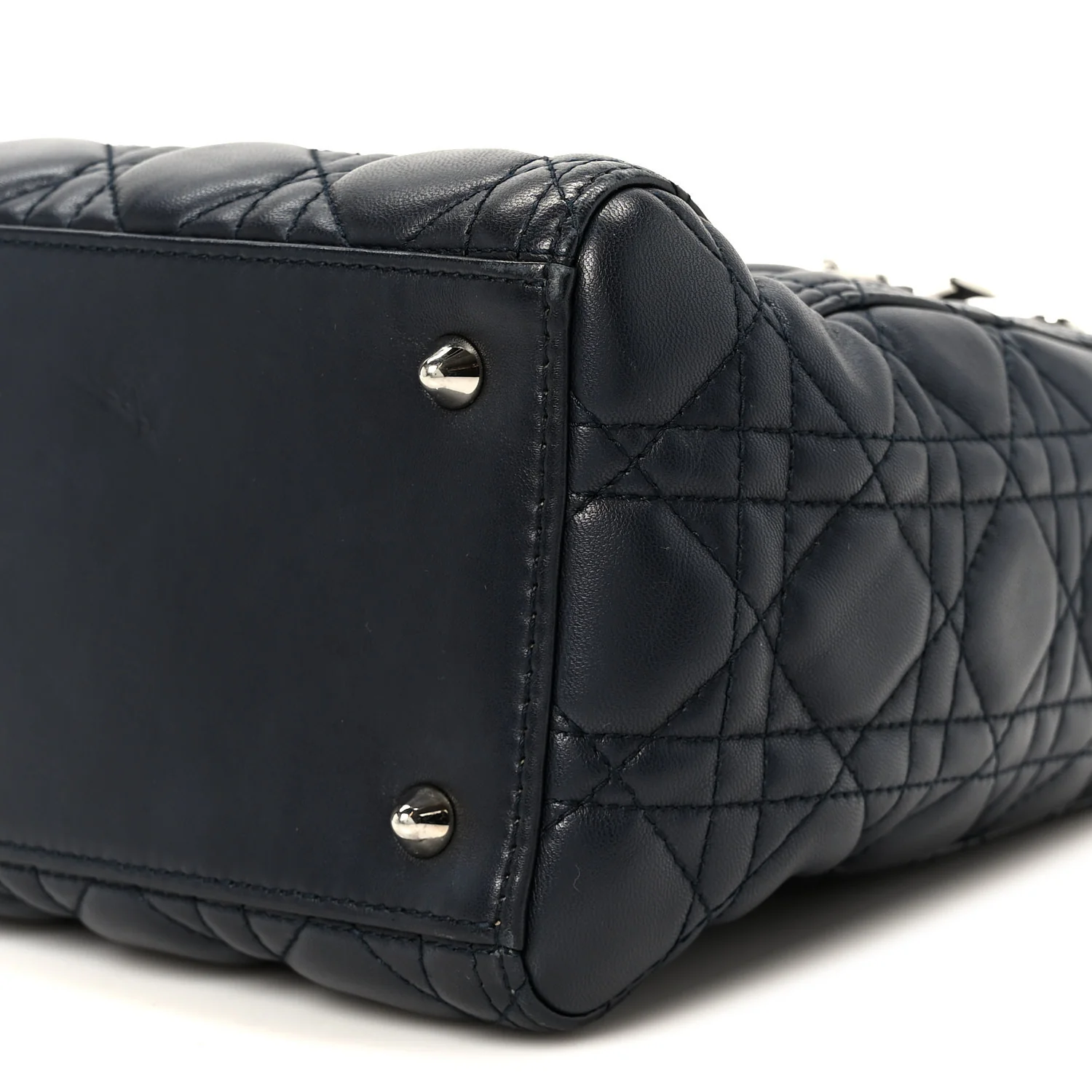 Lambskin Cannage Medium Lady Dior Navy Blue