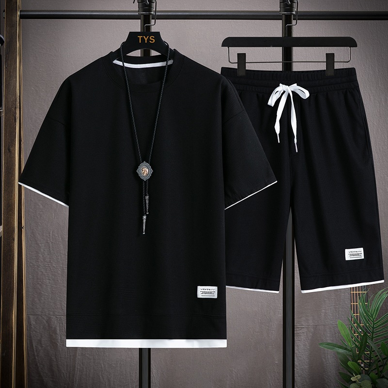 Men's Casual Waffle Shorts Set 6 Colors