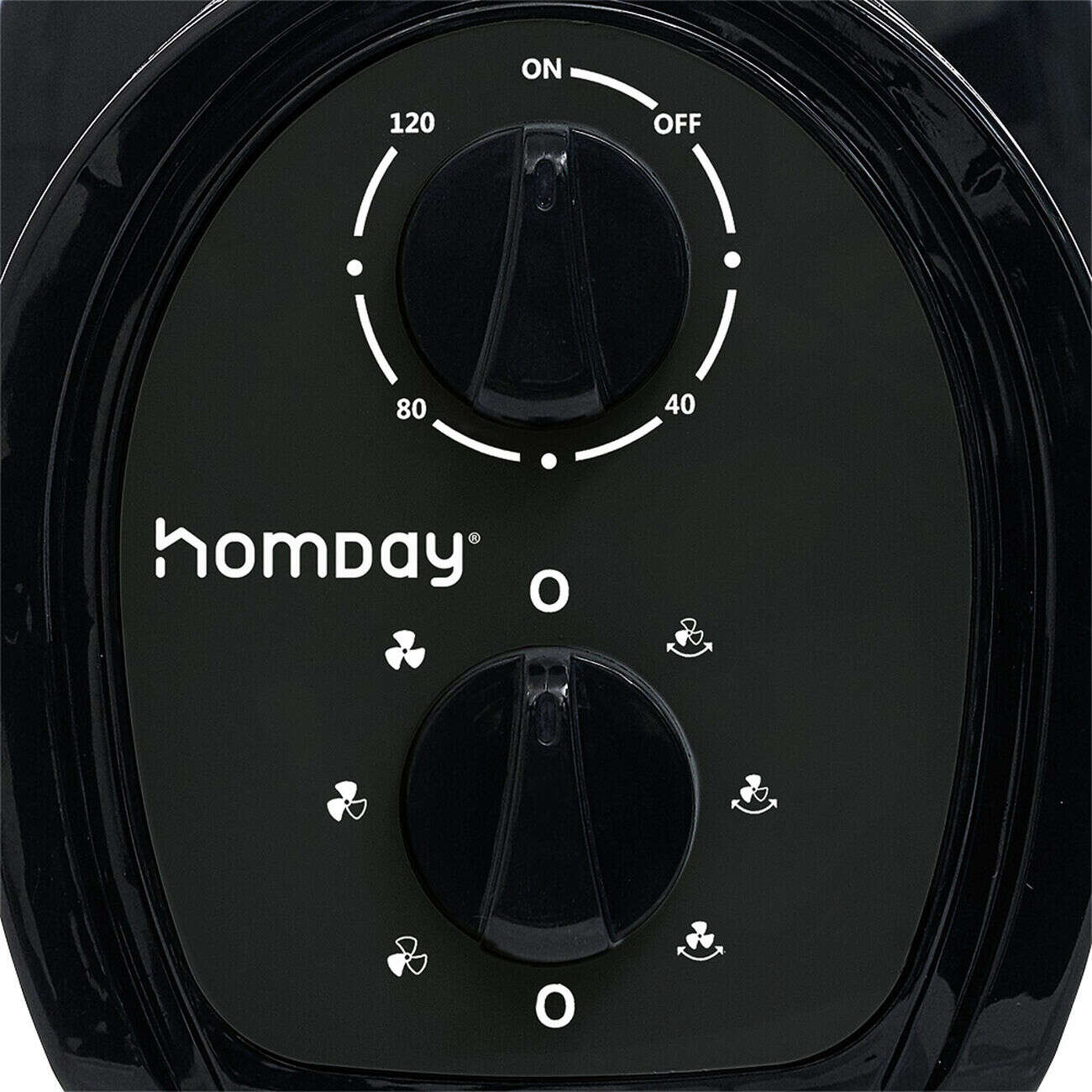 Ventilateur tour oscillant noir 24x24xH75cm 45W