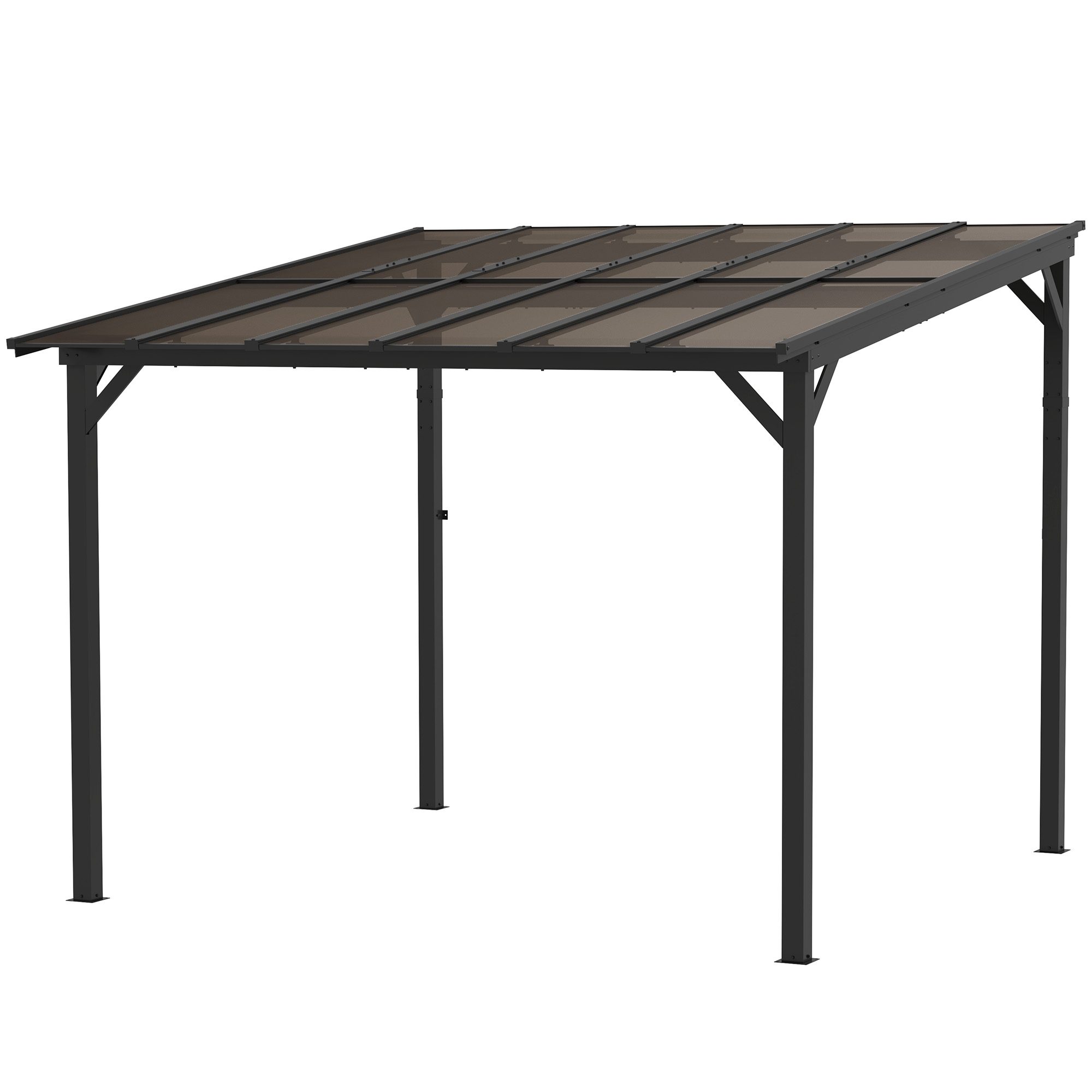 Outsunny 3 x 3 m Metalen Pergola, Tuinpergola met Waterdicht Dak, Vrijstaand, Windbestendig, UV-bestendig, Donkergrijs