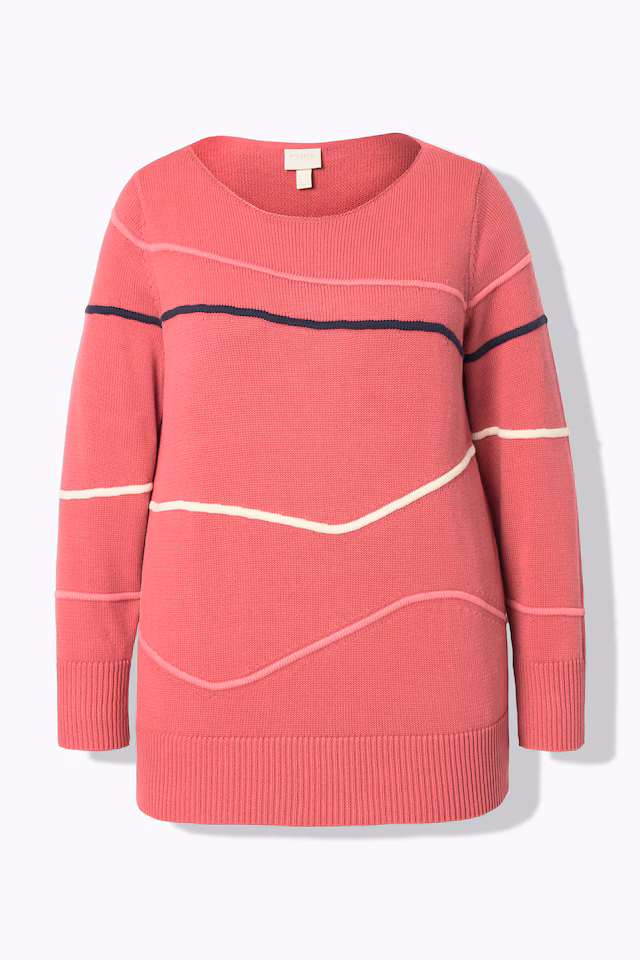 Eco Cotton Contrast Piped Boat Neck Sweater