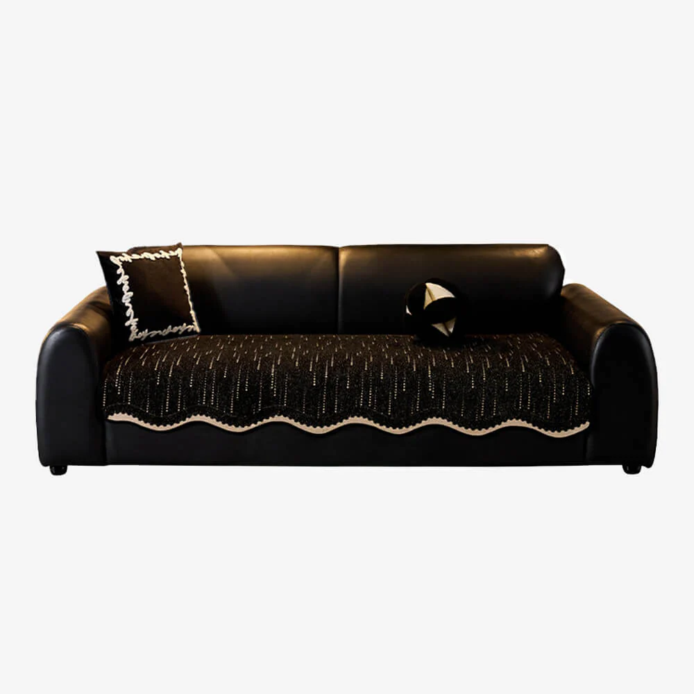 Trendy Chenille Anti-Scratch Elegant Wavy Shaped Couch Cover