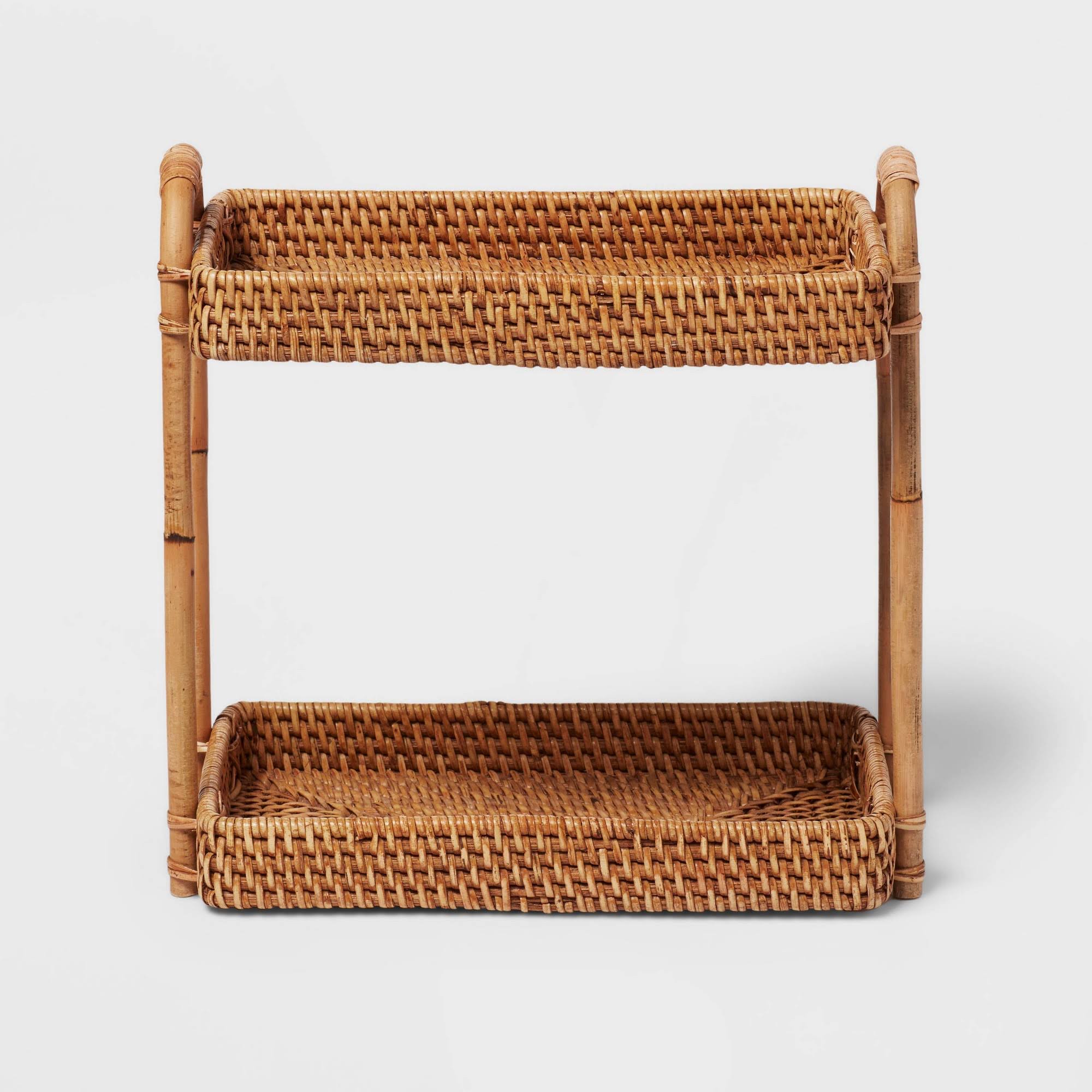 Threshold Natural Woven Tiered Vanity Bathroom Tray | Target