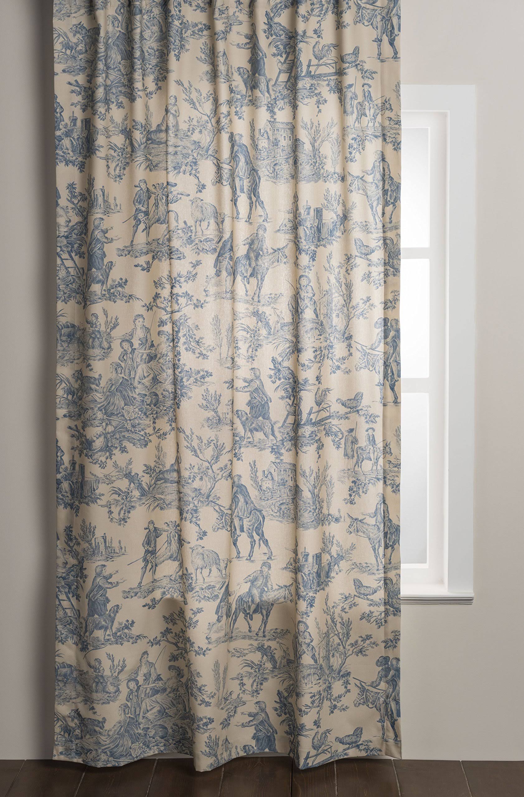 Maison d' Hermine The Miller 100% Cotton Toile Blue Curtain 50 inch by 96 inch