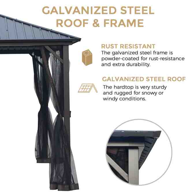 Gazebo de patio en acier Acuff de 3 m de large x 3 m de profondeur