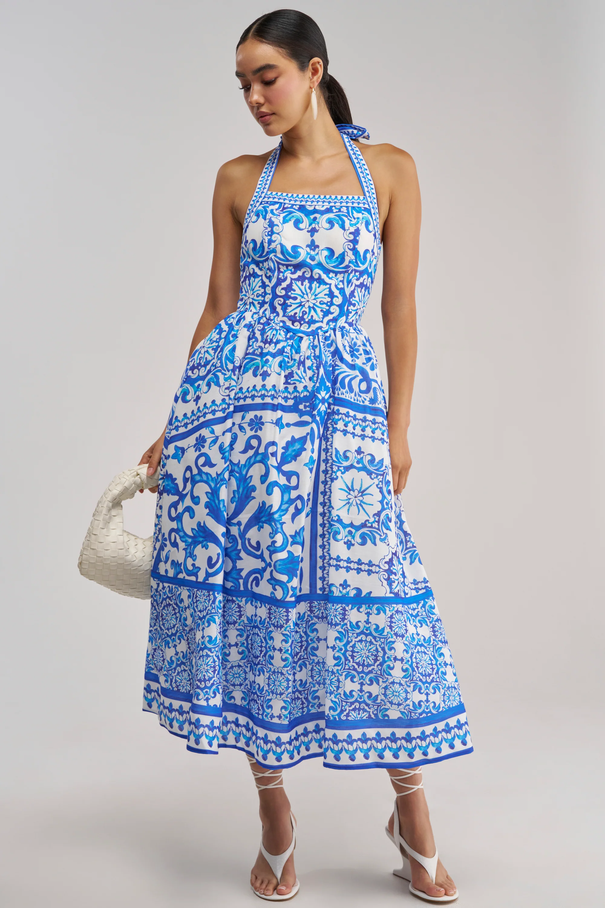 COCO CRUSH PRINTED HALTER MIDI DRESS - Akira Store