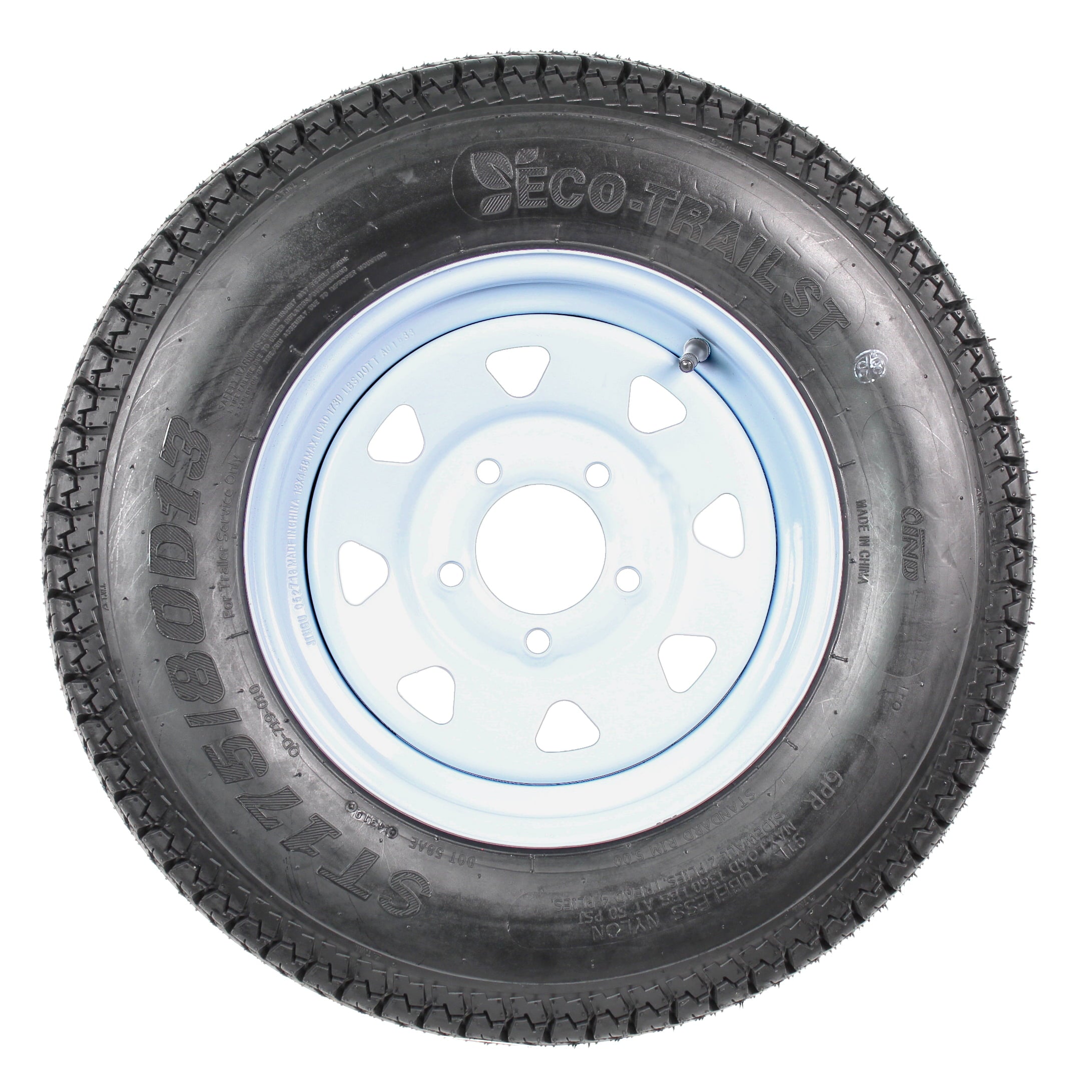 Pneus de remorque 2 pièces ST175/80D13 175/80 13 B78-13 LRC 5 trous, jantes à rayons blancs