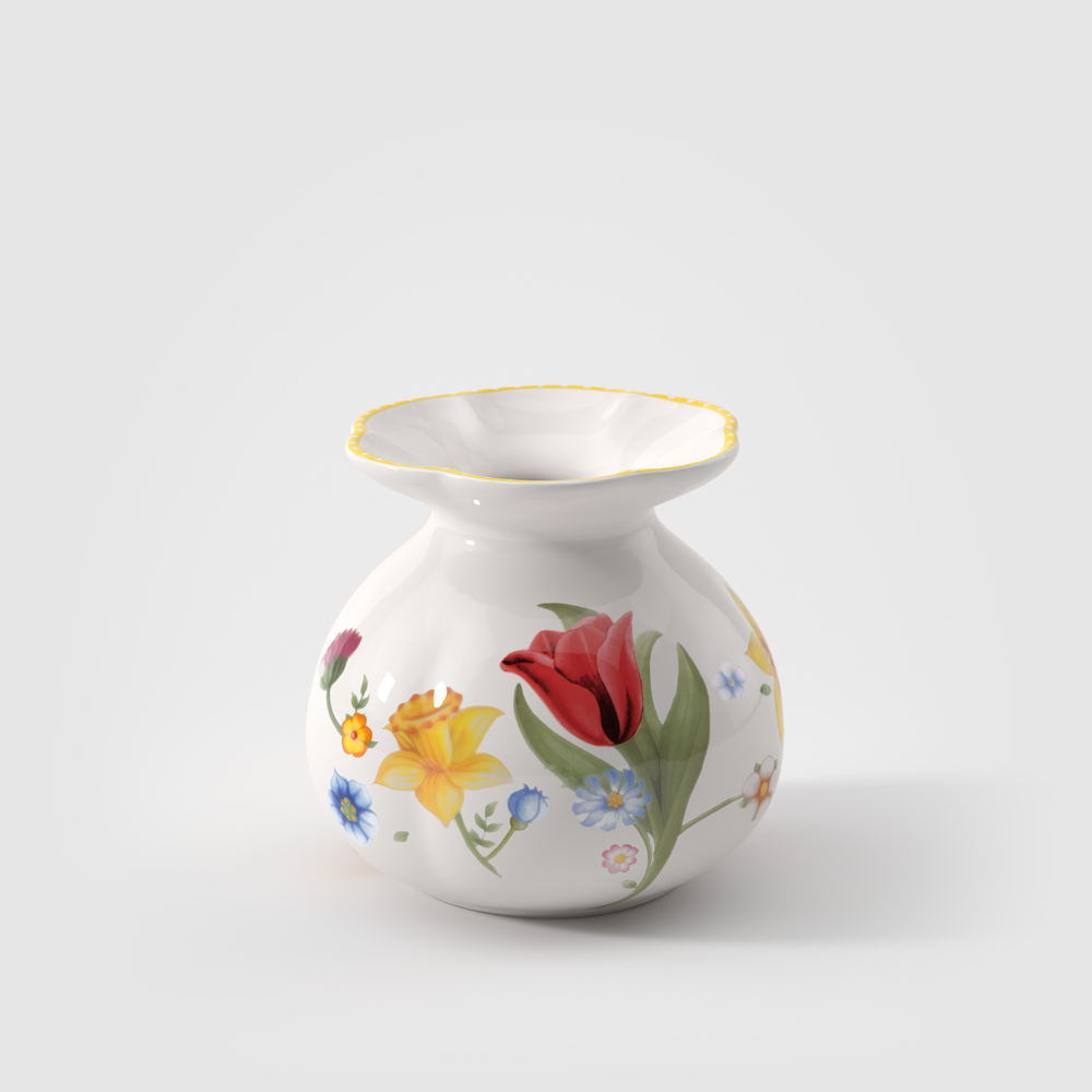 Spring Awakening Vase - Yellow, 4.5'' x 4.3'' x 4.2'', Premium Porcelain