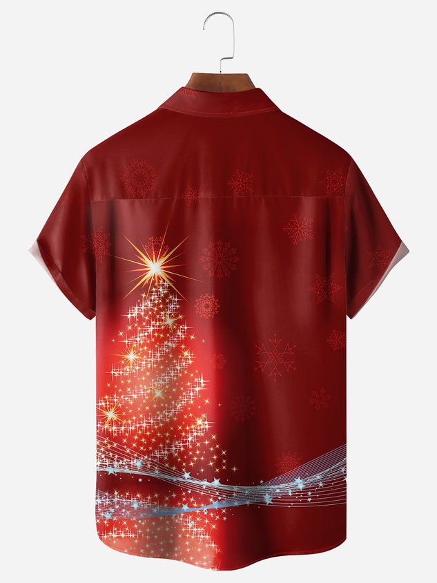 Chemise à manches courtes avec poche poitrine et motif sapin de Noël