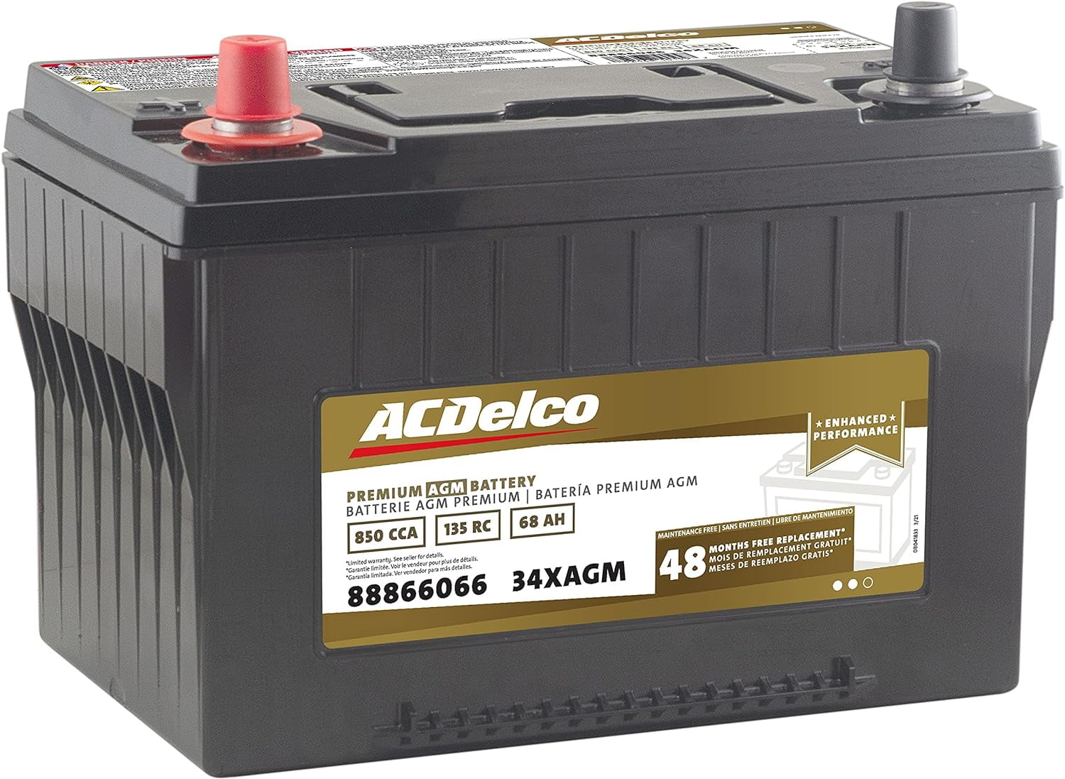 Acdelco Gold 48 Month Warranty Premium AGM BCI Group 34 Battery