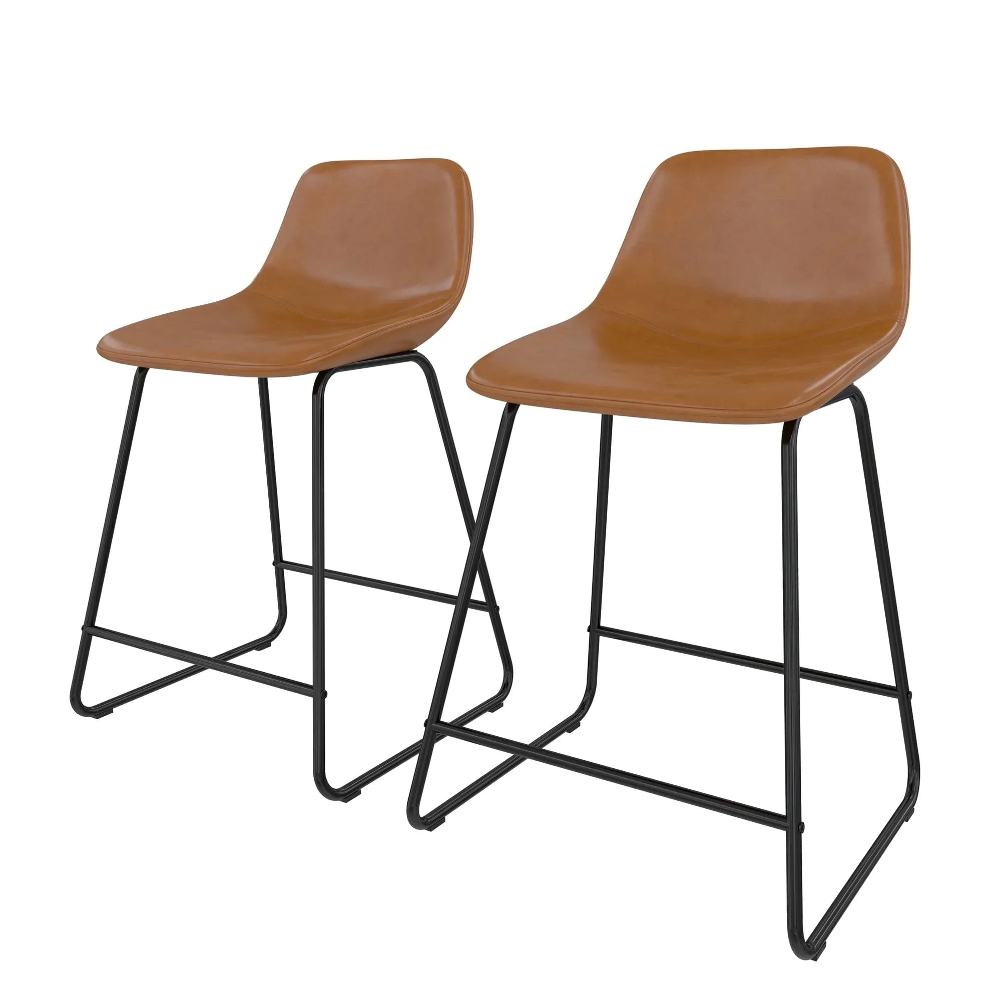Better Homes & Gardens Farley Scoop Counter Height Stool, Camel Faux Leather