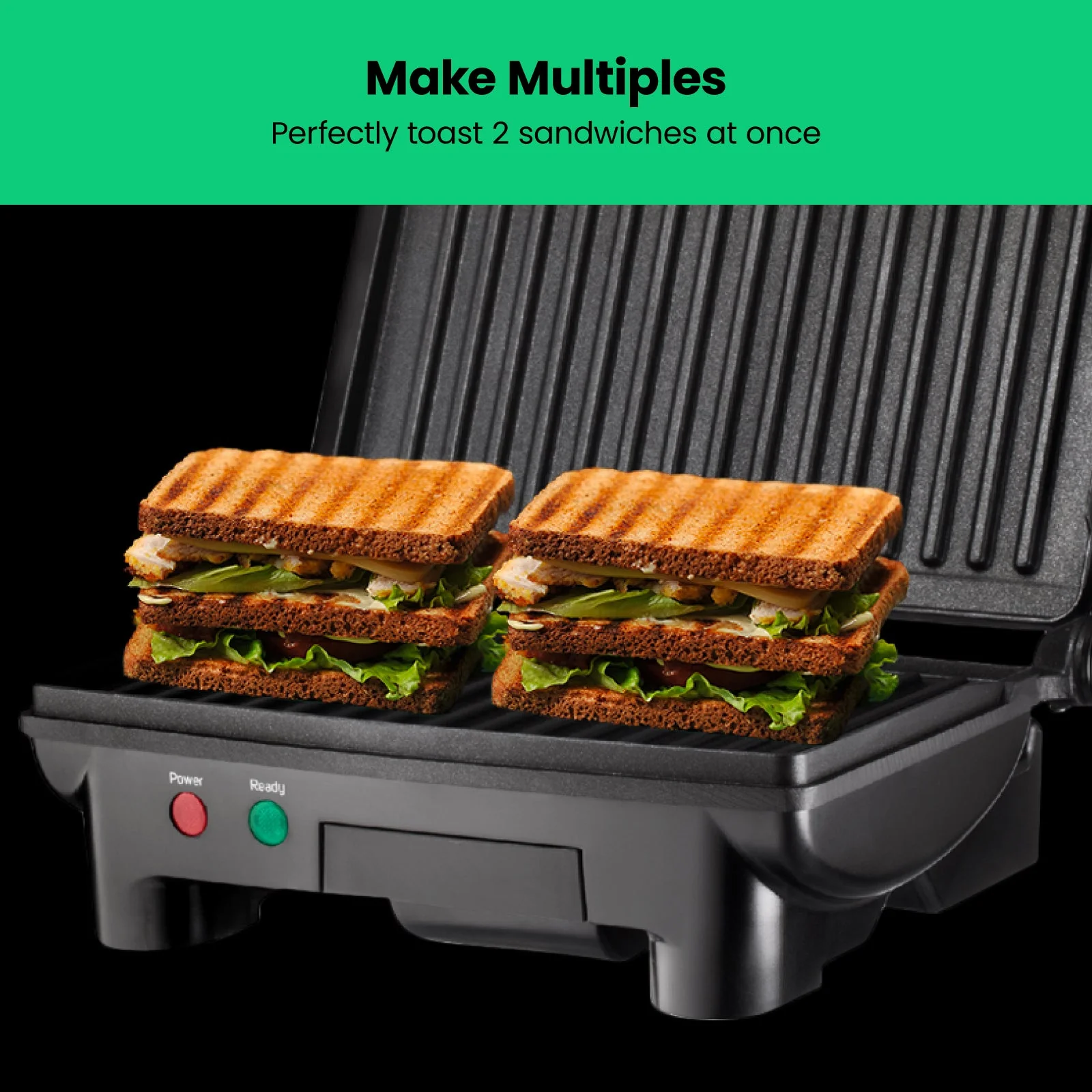 Multifunctional 180° Grill + Panini Press (2-Slice)