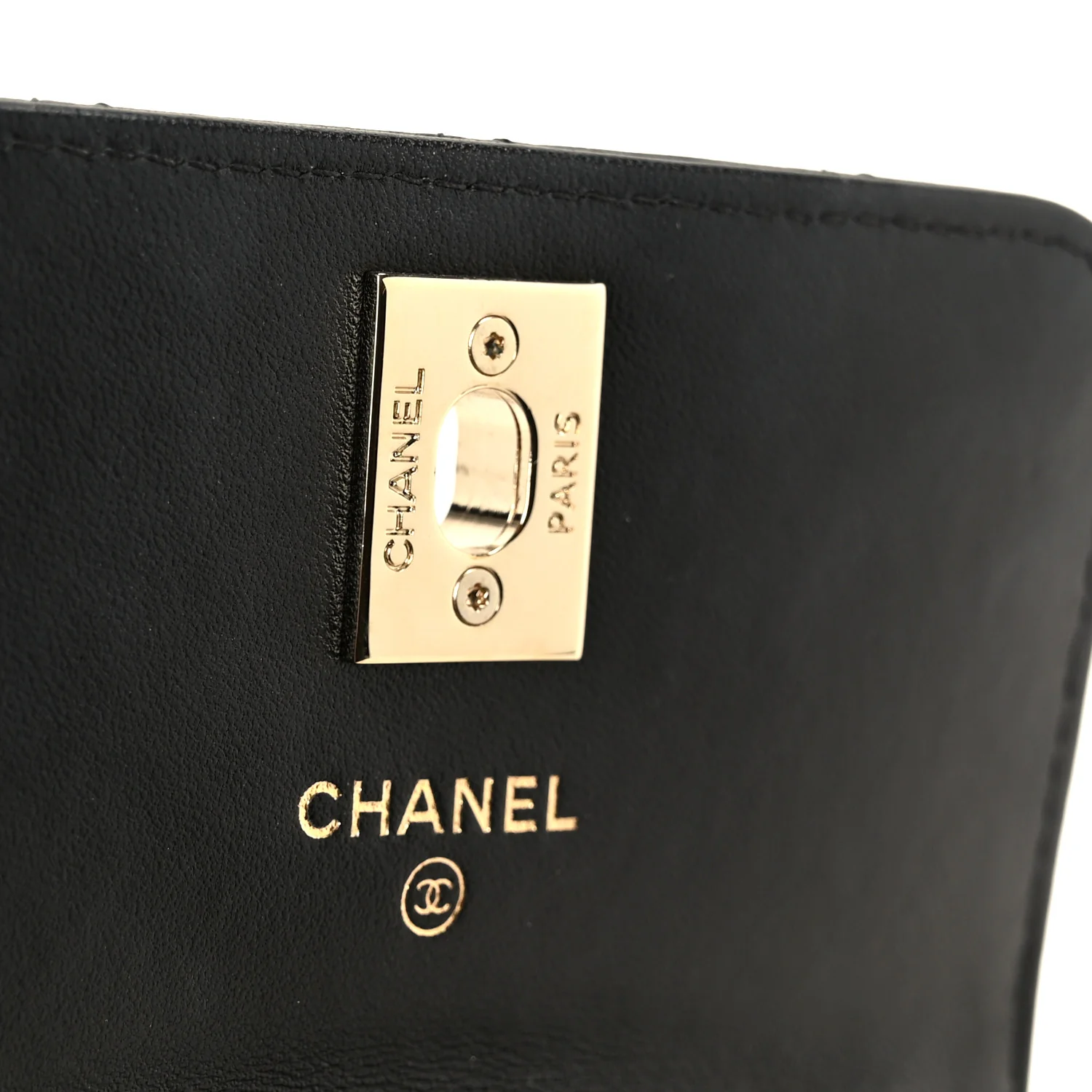 Lambskin Quilted Trendy CC Card Holder On Chain Black