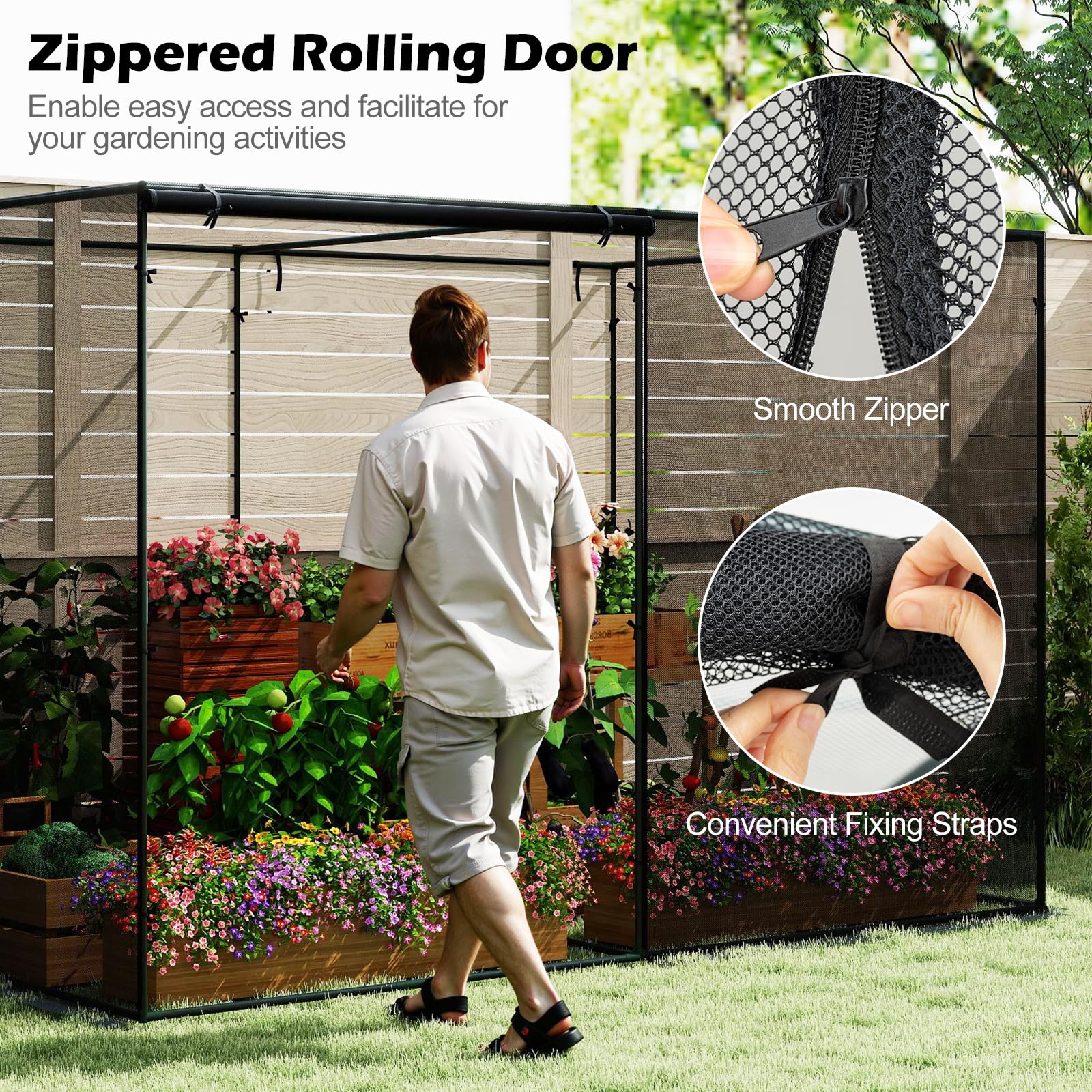 Tangkula 10x6.5x6.5 FT Crop Cage with Heavy Duty Metal Frame