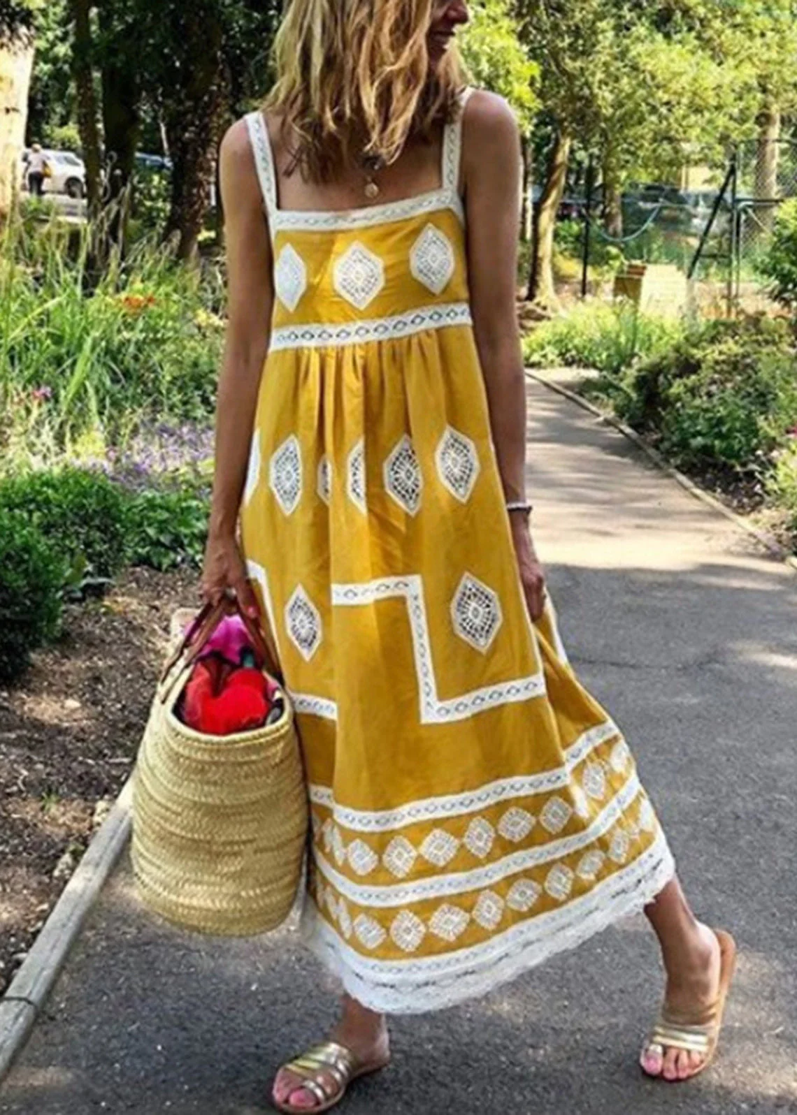 Sophie Paris | Robe maxi à imprimé bohème à col carré