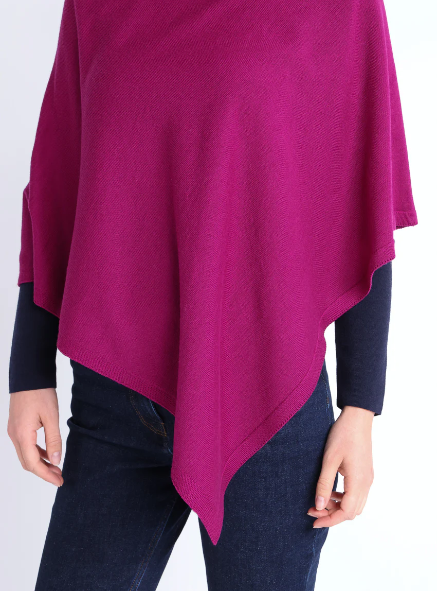 Poncho femme en laine mérinos violet
