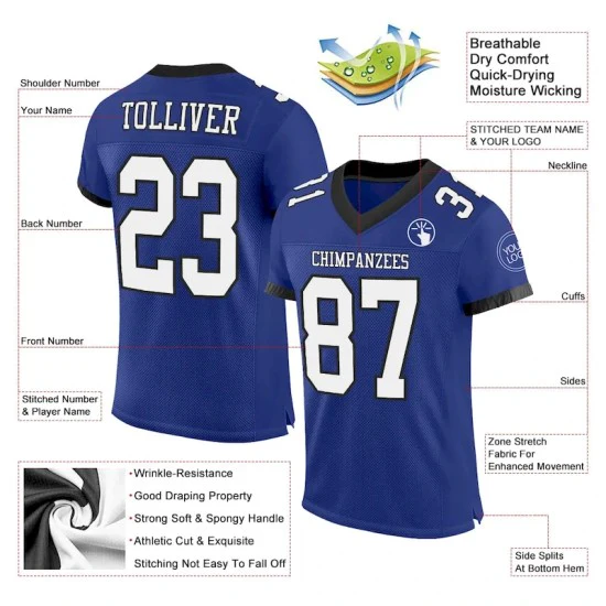 Custom Royal White-Balck Mesh Jersey