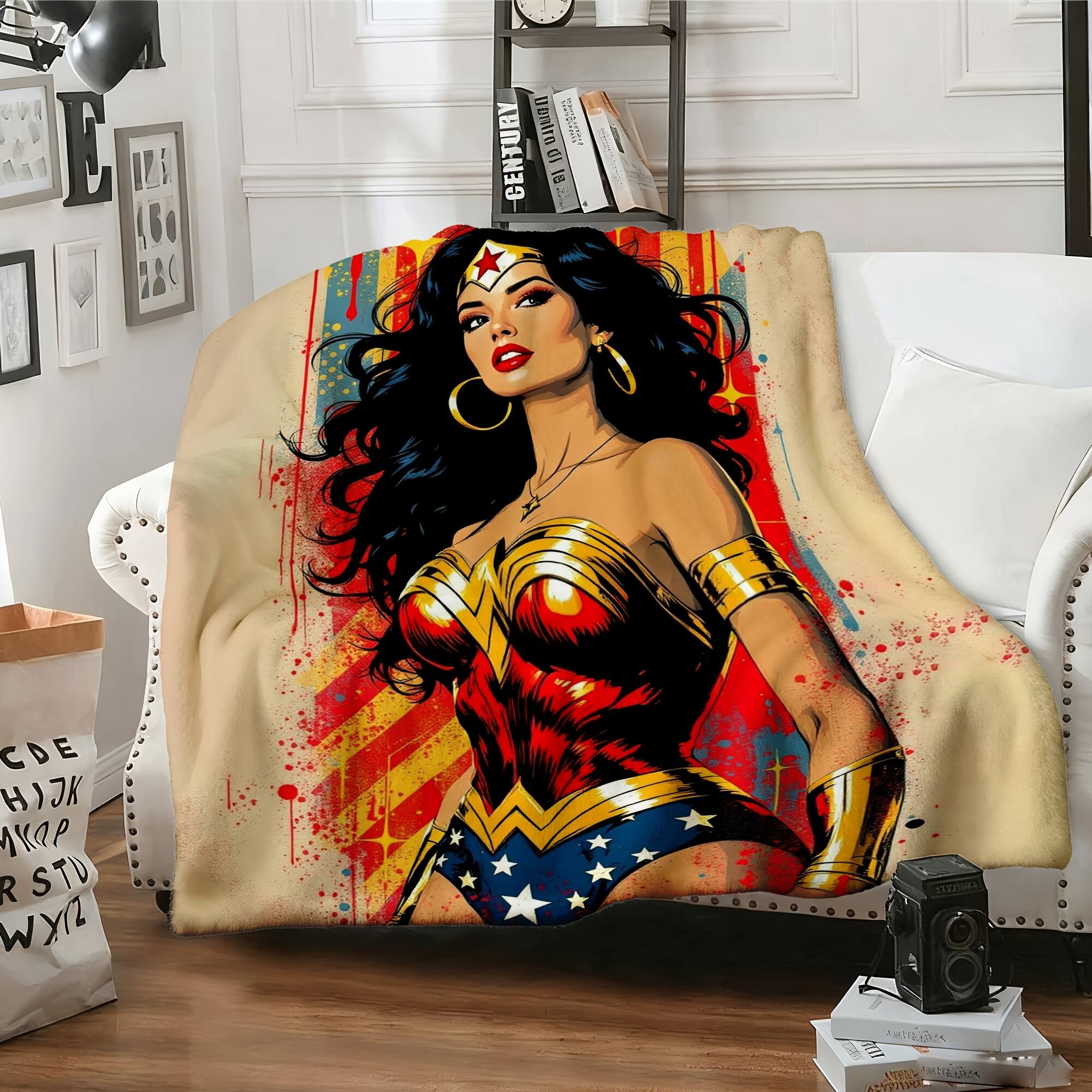Extra Large Flannel Blanket - 50x60inch Warm Bedspread, Suitable for Home, Camping, Travel |   Iconic superhero characters, perfect for gifting - wanlinfang