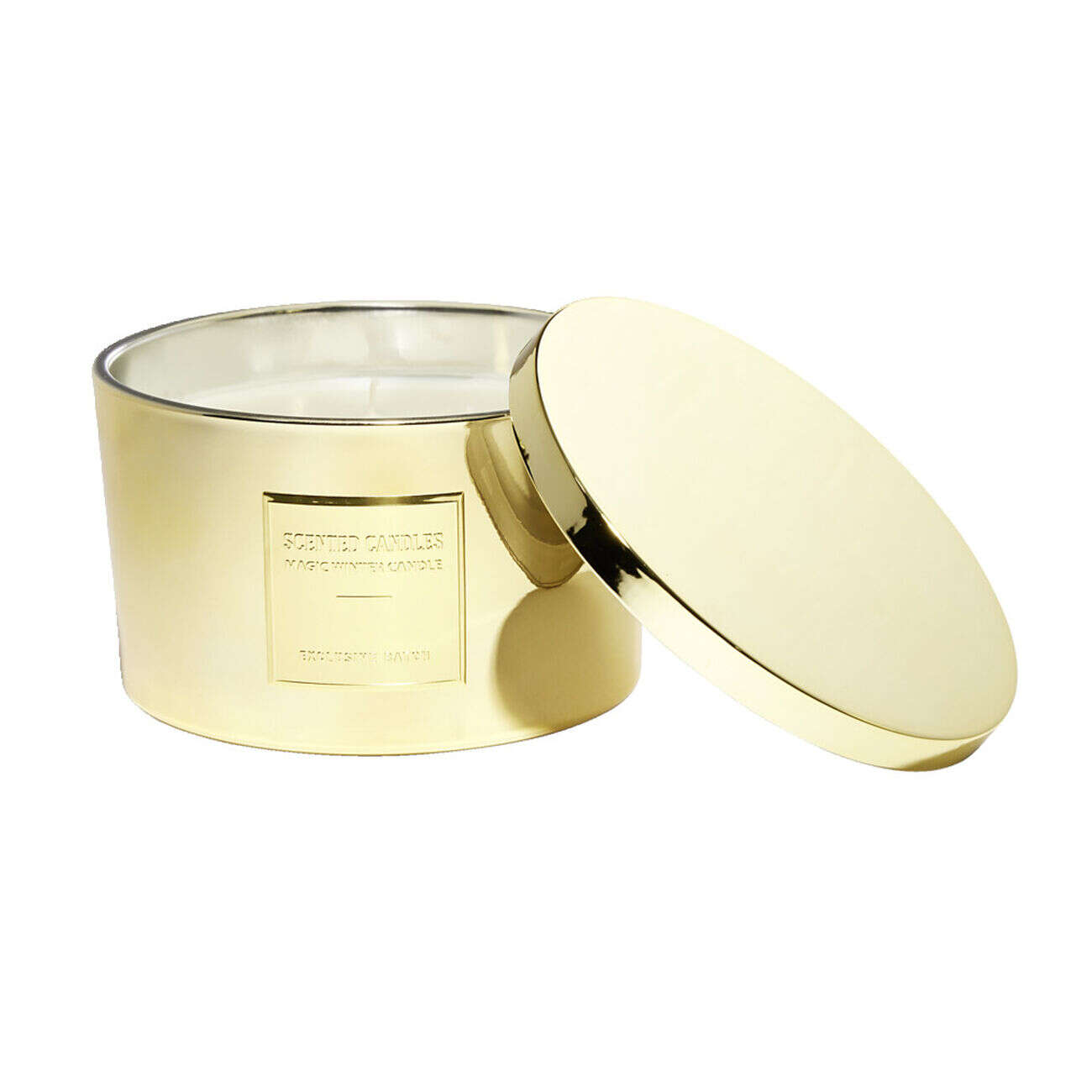 Bougie avec couvercle pot métallisé doré senteur vanille bourbon 30H