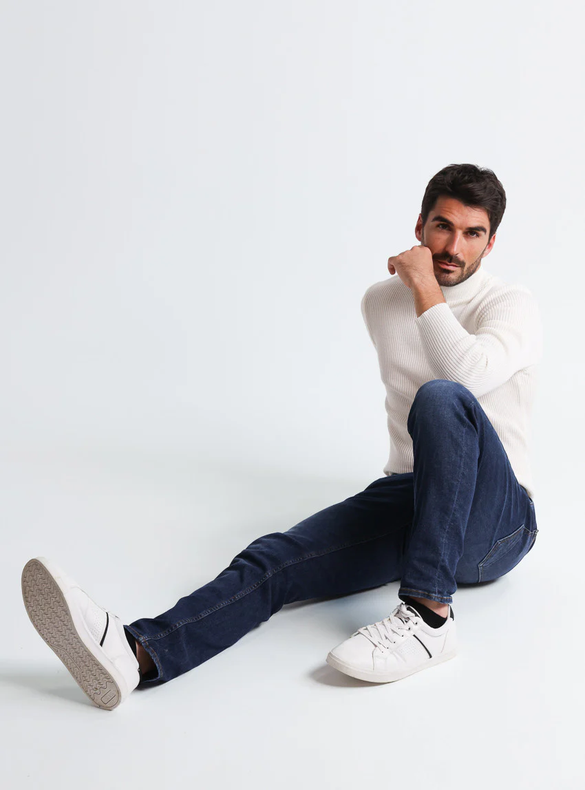 Pull homme 100% laine mérinos Blanc Naturel