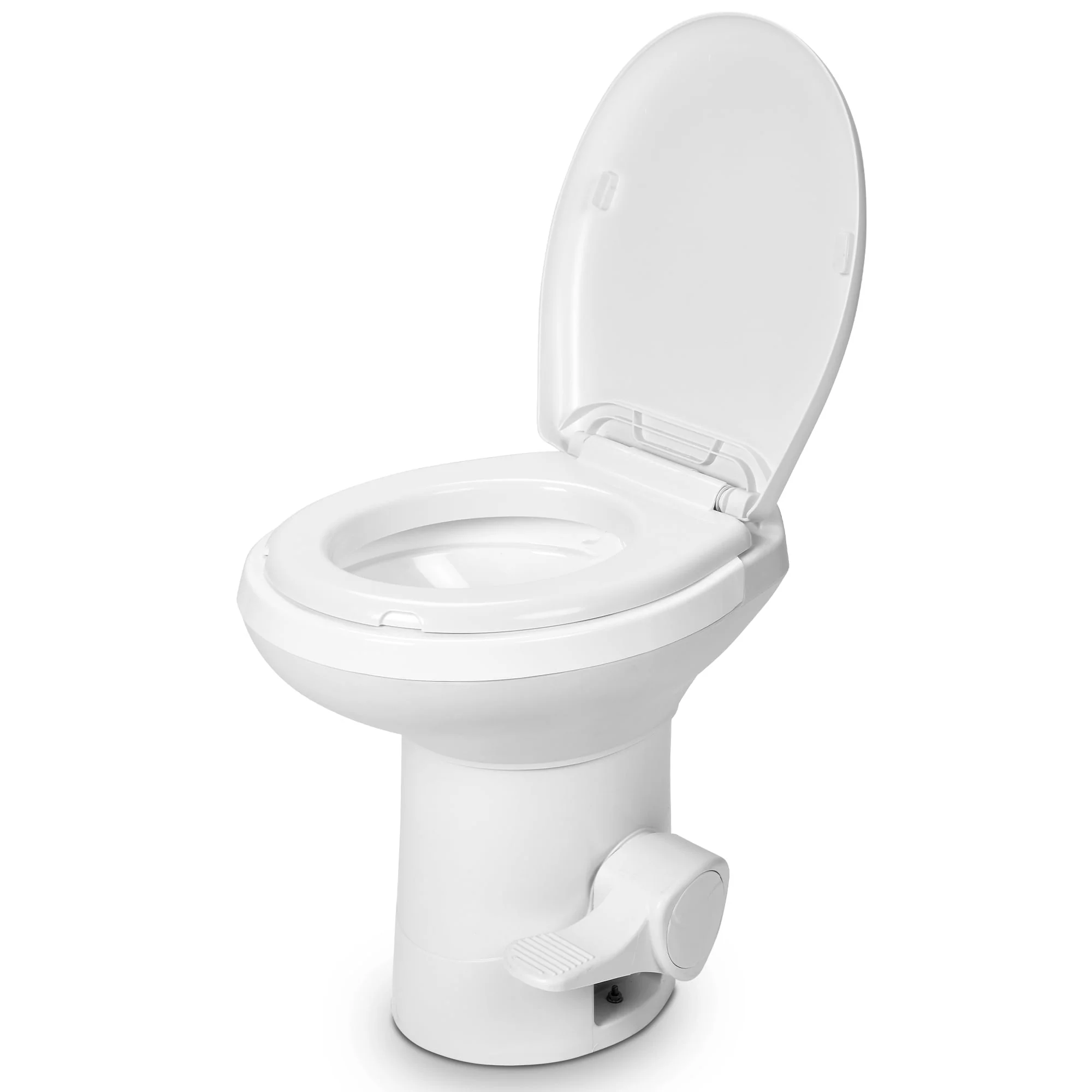Dextrus Portable RV Toilet with Pedal Flush, Gravity Flush Toilet High Profile for Caravan Travel, Camping, Boating, White