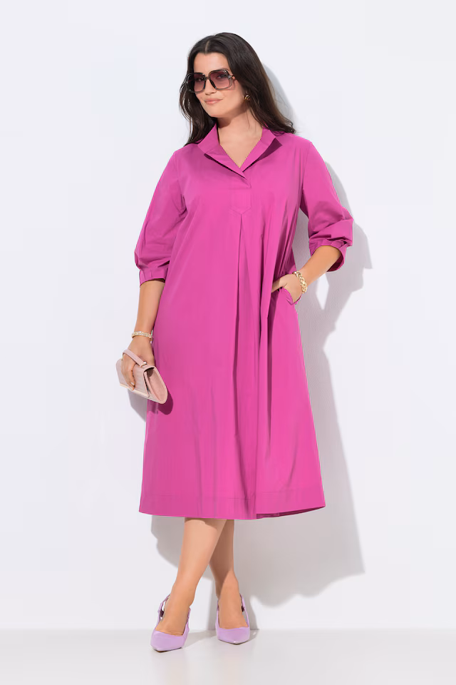 Paper Touch 3/4 Sleeve Collared Dress