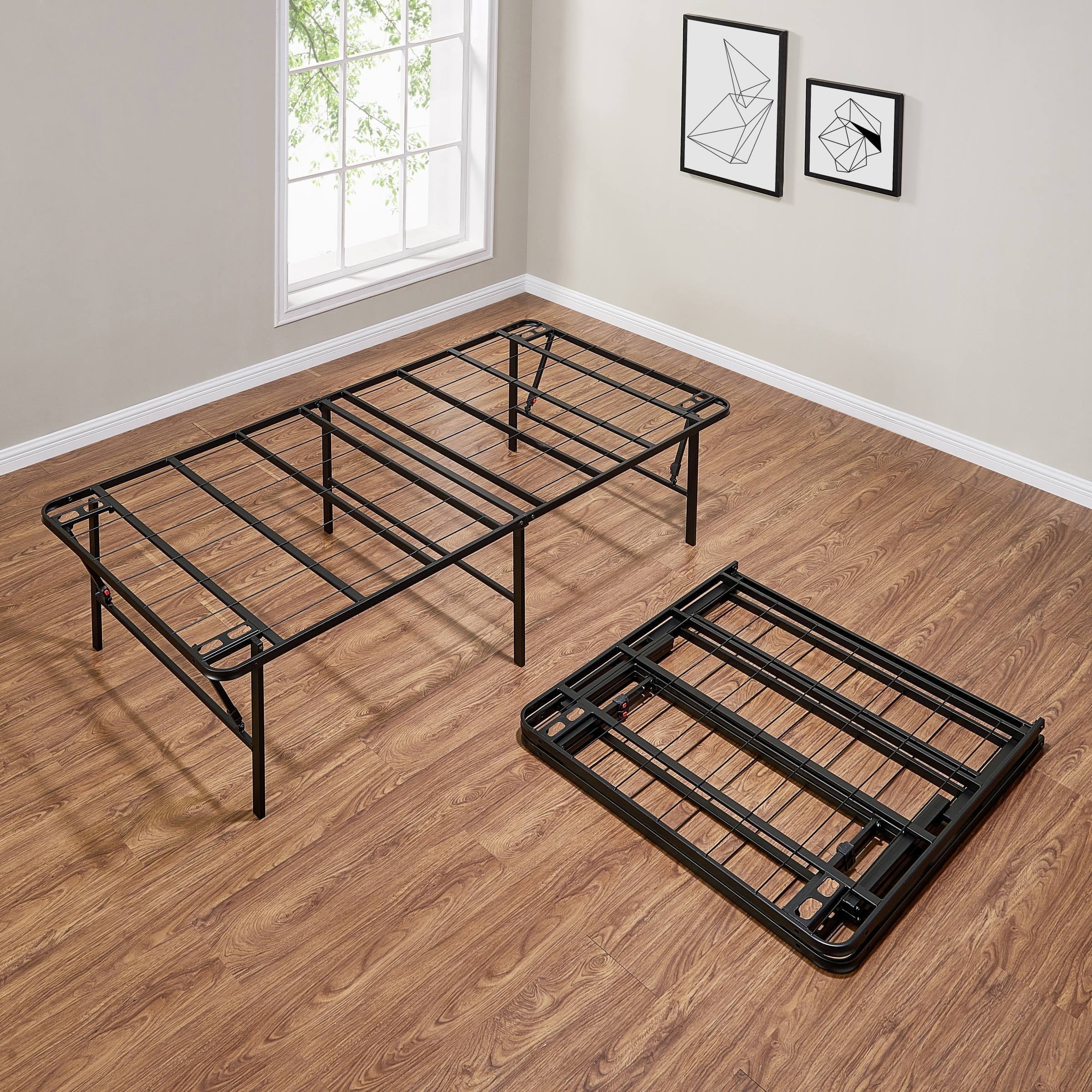 Mainstays 18 High Profile Foldable Steel Queen Platform Bed Frame, Black