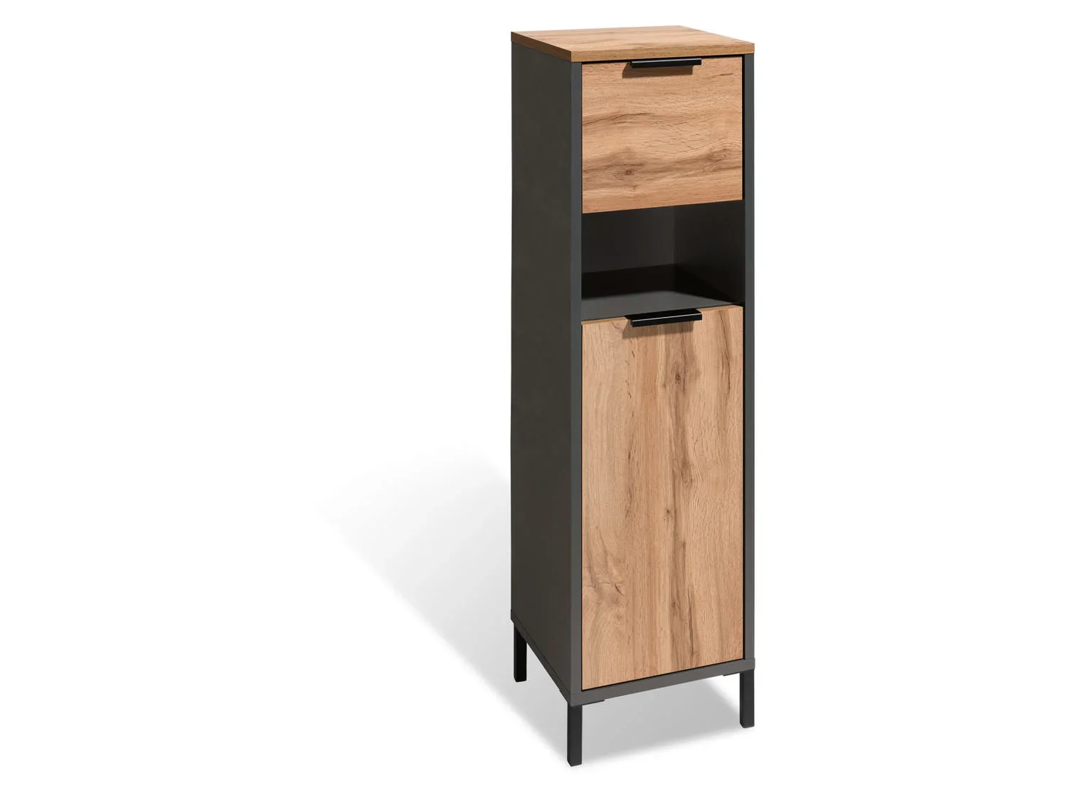 LIVARNO home Armoire latrale de salle de bain San Diego, 34 x 119 x 33 cm, imitation chne/anthracite