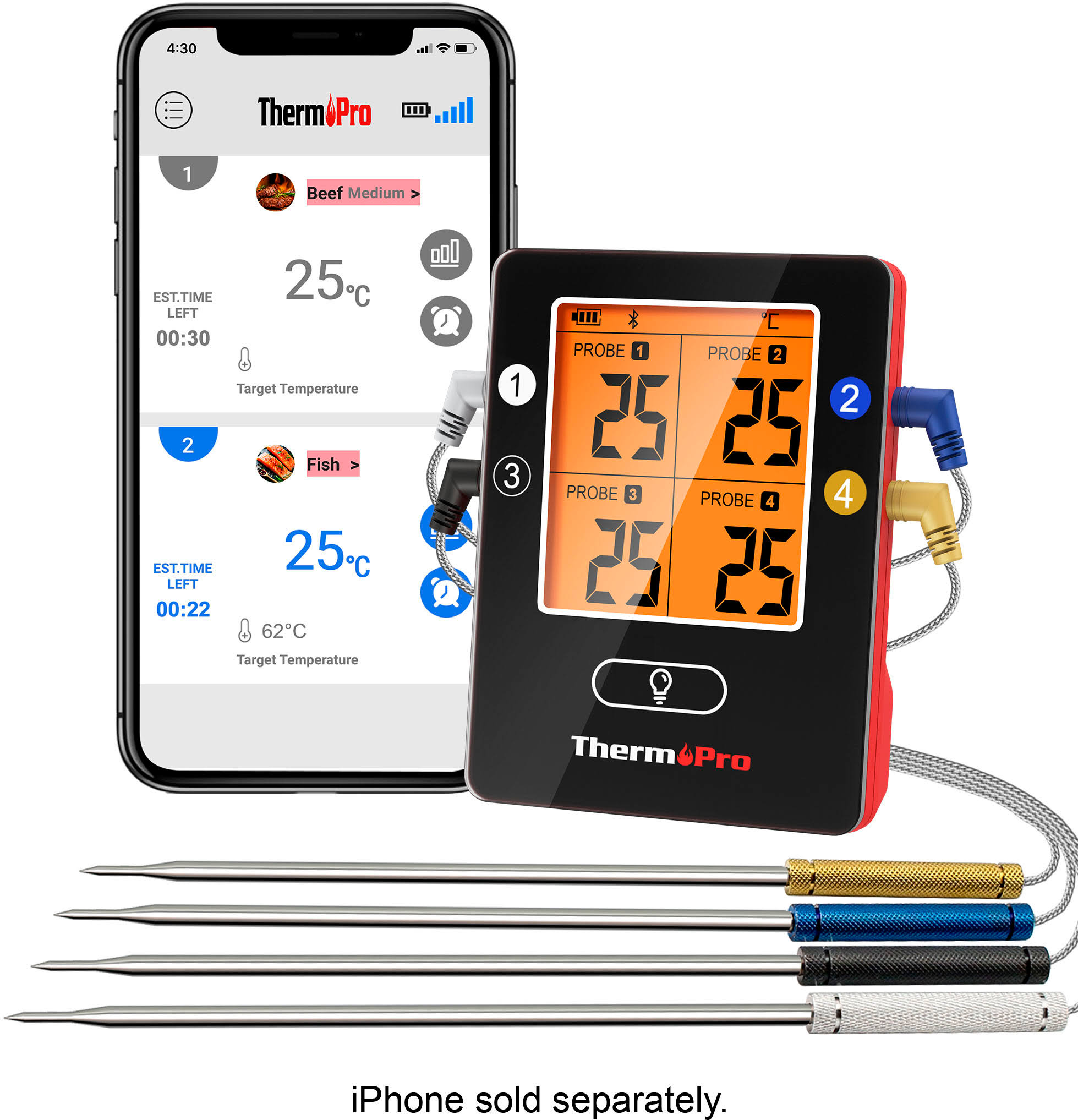 ThermoPro Tp25w LCD Bluetooth Enabled Grill/Meat Thermometer
