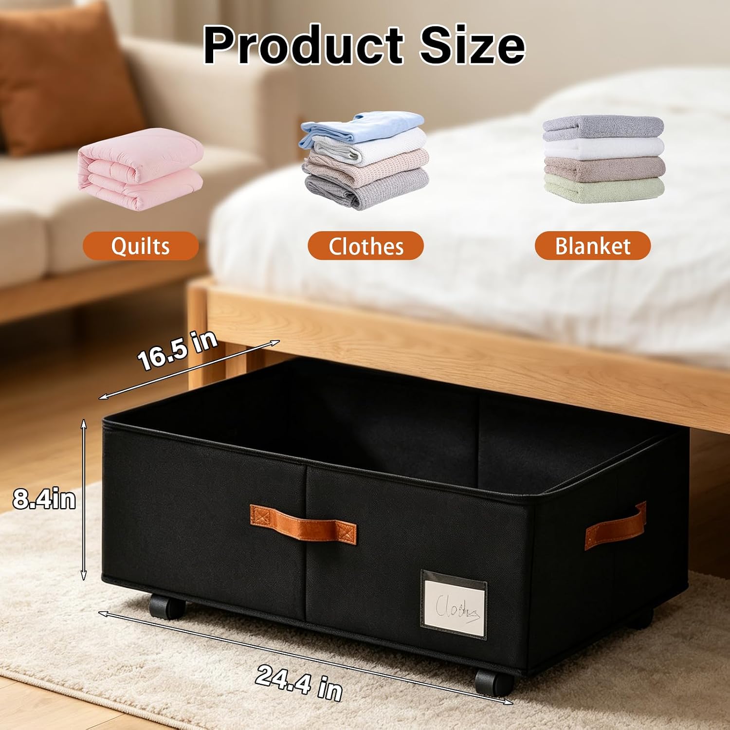 Freebat Under Bed Storage with Wheels 2 Pack, Underbed Container