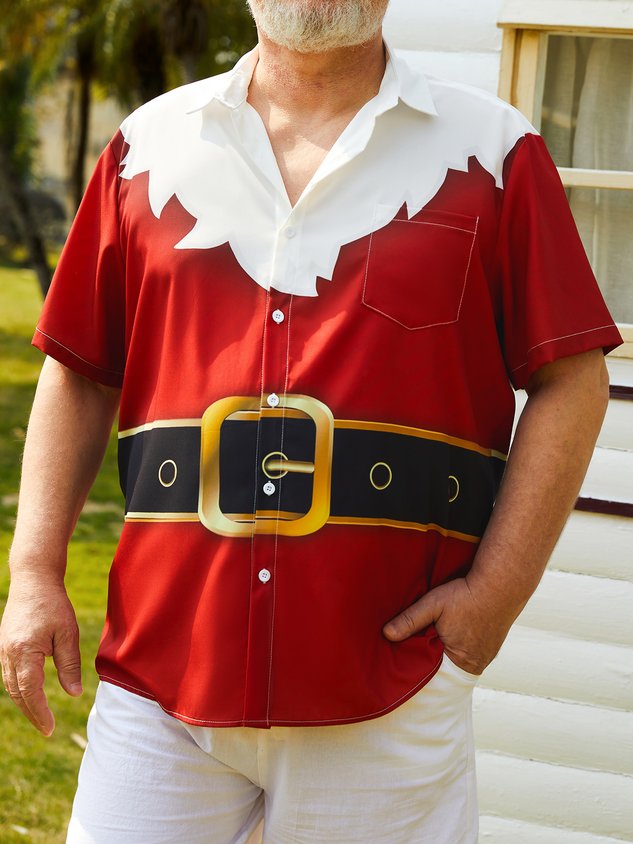 Chemise hawaïenne à manches courtes grande taille pour Noël