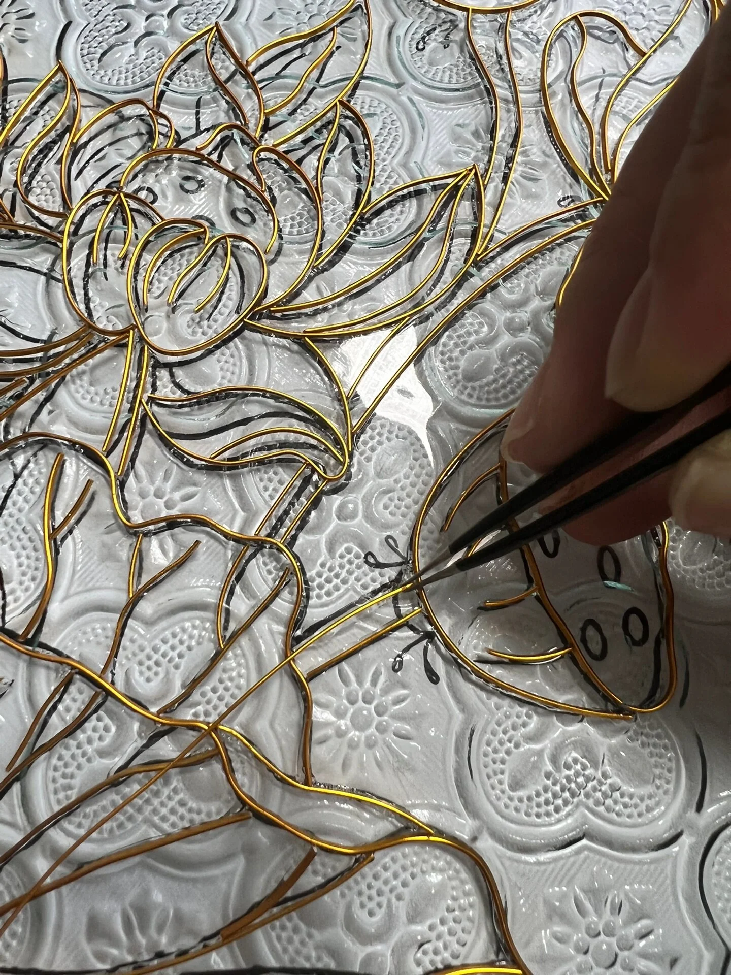 Filigree on Glass, DIY Cloisonne Filigree Enamel Painting Kit, with Tutorial& All Tools