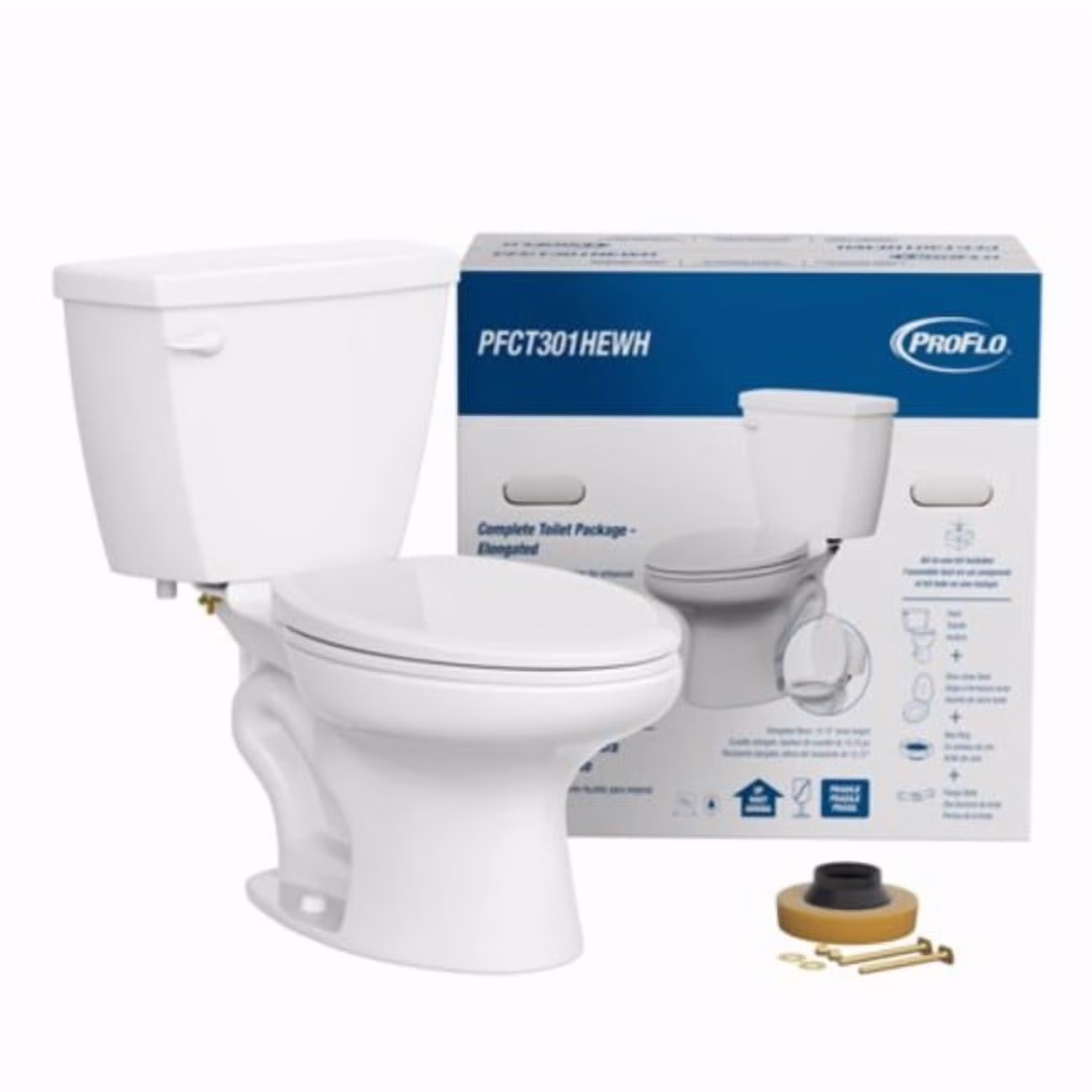 Pfct301he Complete 1.28 Gpf Two Piece Elongated Toilet White