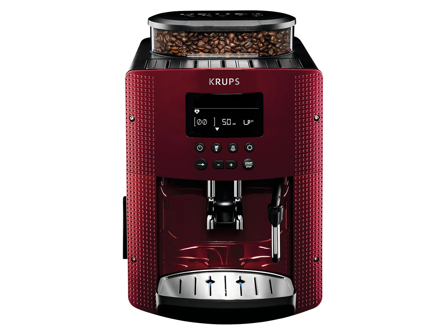 Machine à café Krups EA8155, design compact, rouge