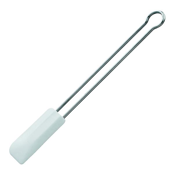 Slikkepott smal L26 cm stål/hvit