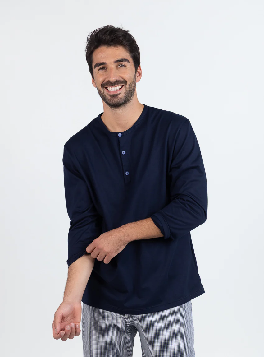 Pyjama homme en coton à carreaux verts