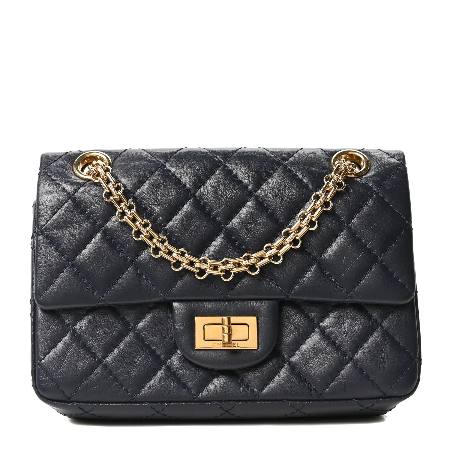 Aged Calfskin Quilted 2.55 Reissue Mini Flap Navy
