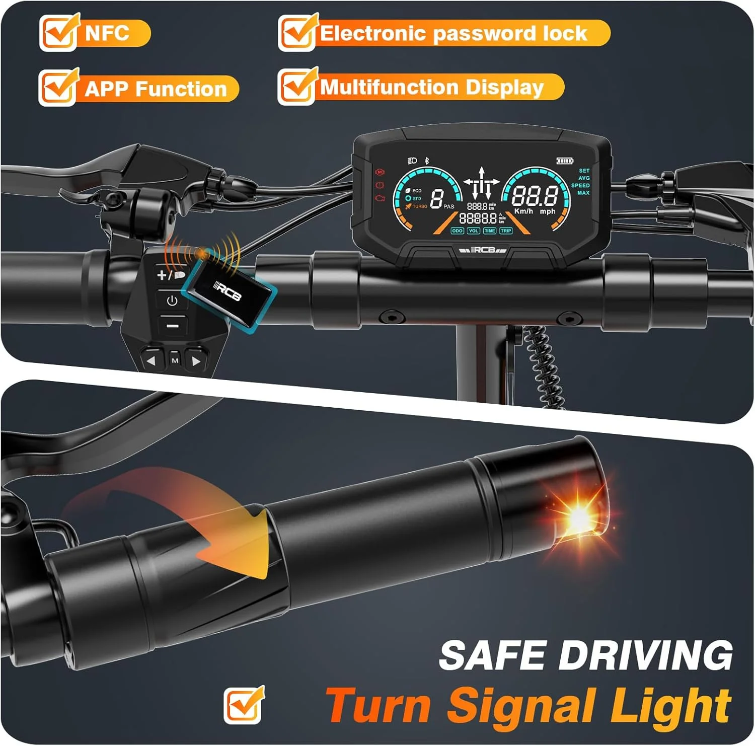 Electric Scooter for Adults, Max 70miles Range, 1000W Motor, 48V 27Ah Battery, 10" Anti-Flat Tires, Dual Shocks, APP ControlNFC D7PRO - Image 3