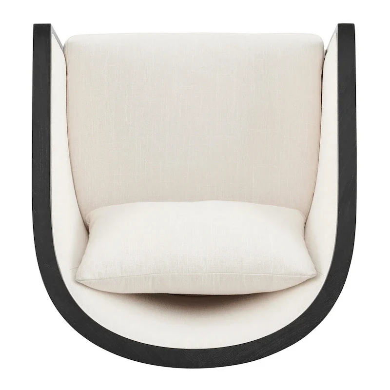 Linen Accent Arm Chair with Rattan Frame