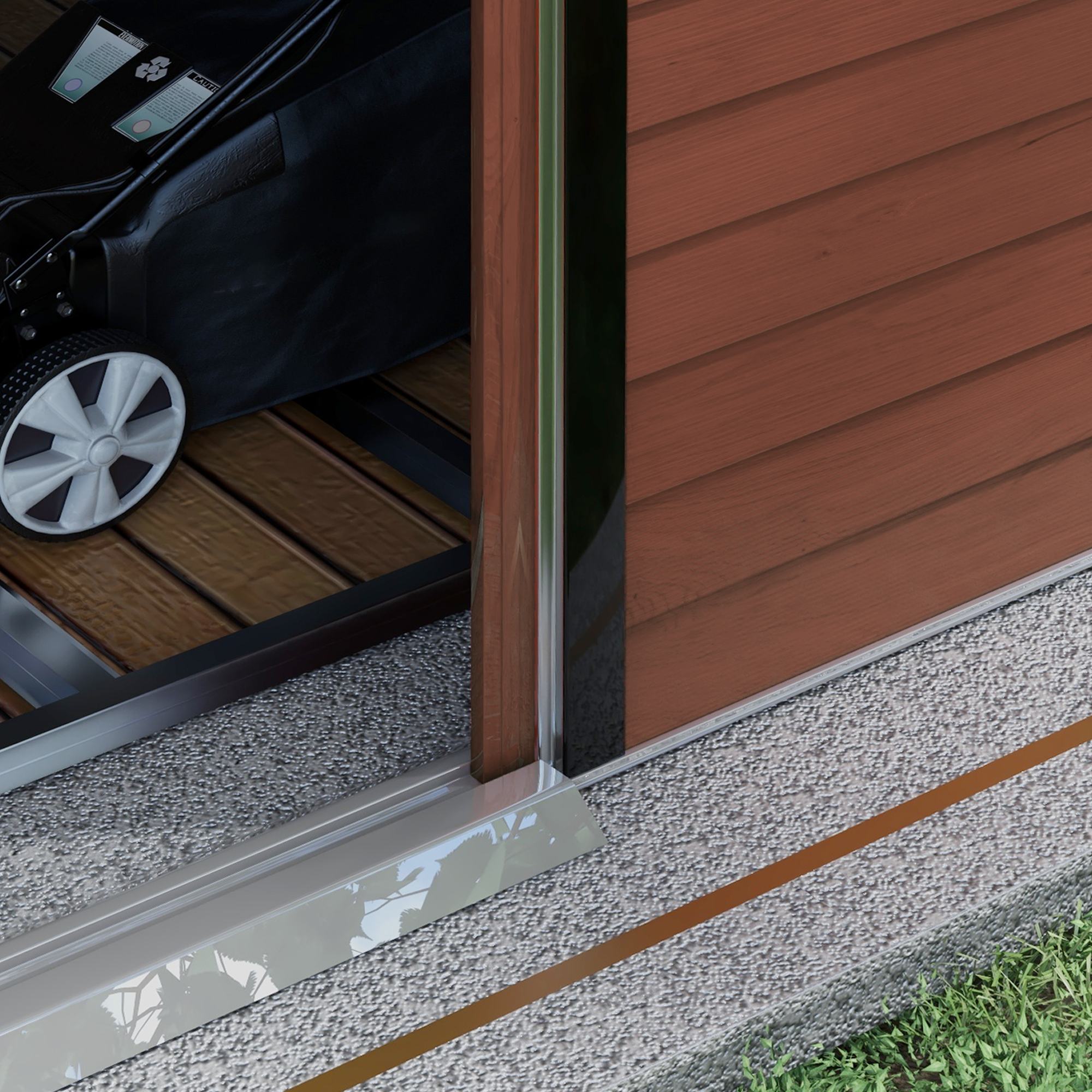 Outsunny Metalen Tuinschuur, Weerbestendig & Roestvrij, Afsluitbaar, 2,40 x 2,06 x 1,98 m, Teak