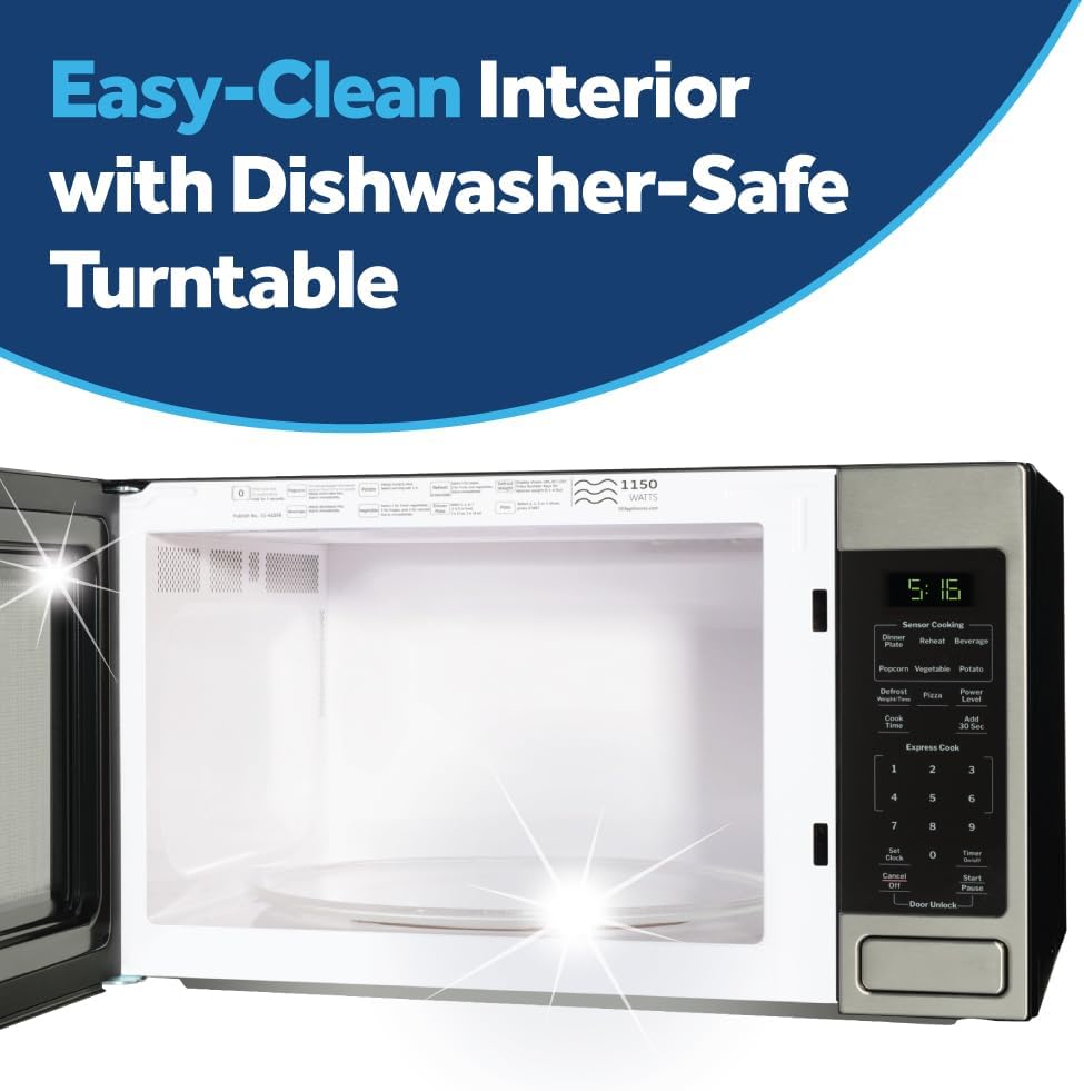 GE Countertop Microwave Oven, 1150 Watts, 1.6 CuFt., Stainless Steel
