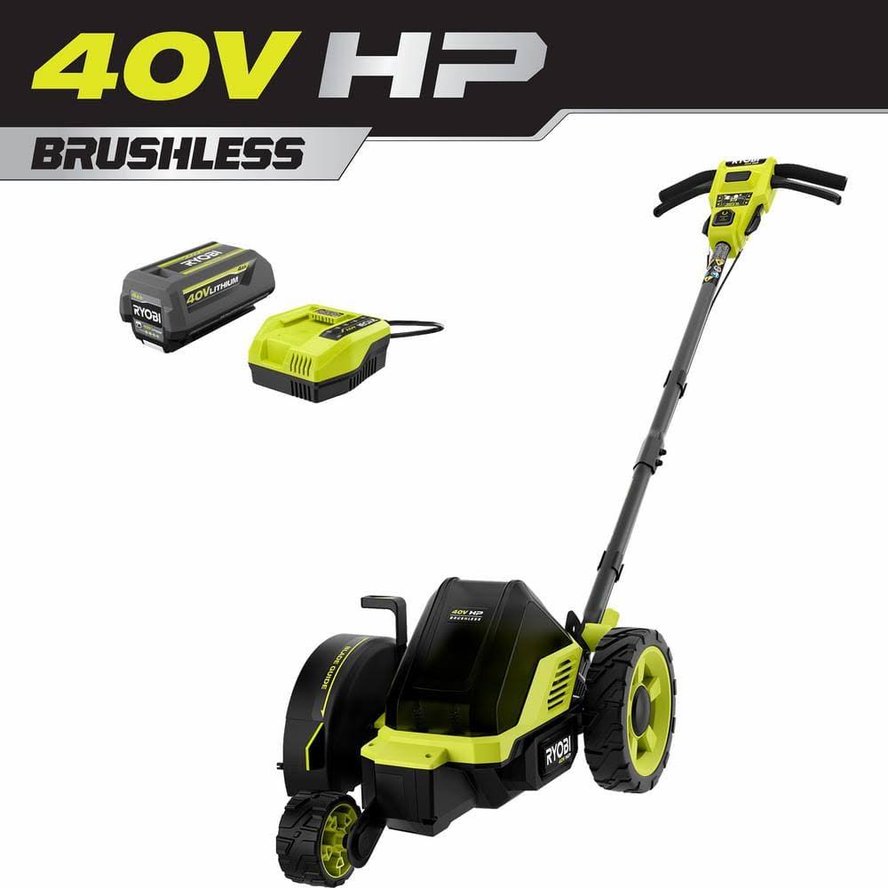 40V HP Brushless Cordless Battery Stick Edger with Extra 3-Pack of Edger Blades, 4.0 Ah Battery, and Charger