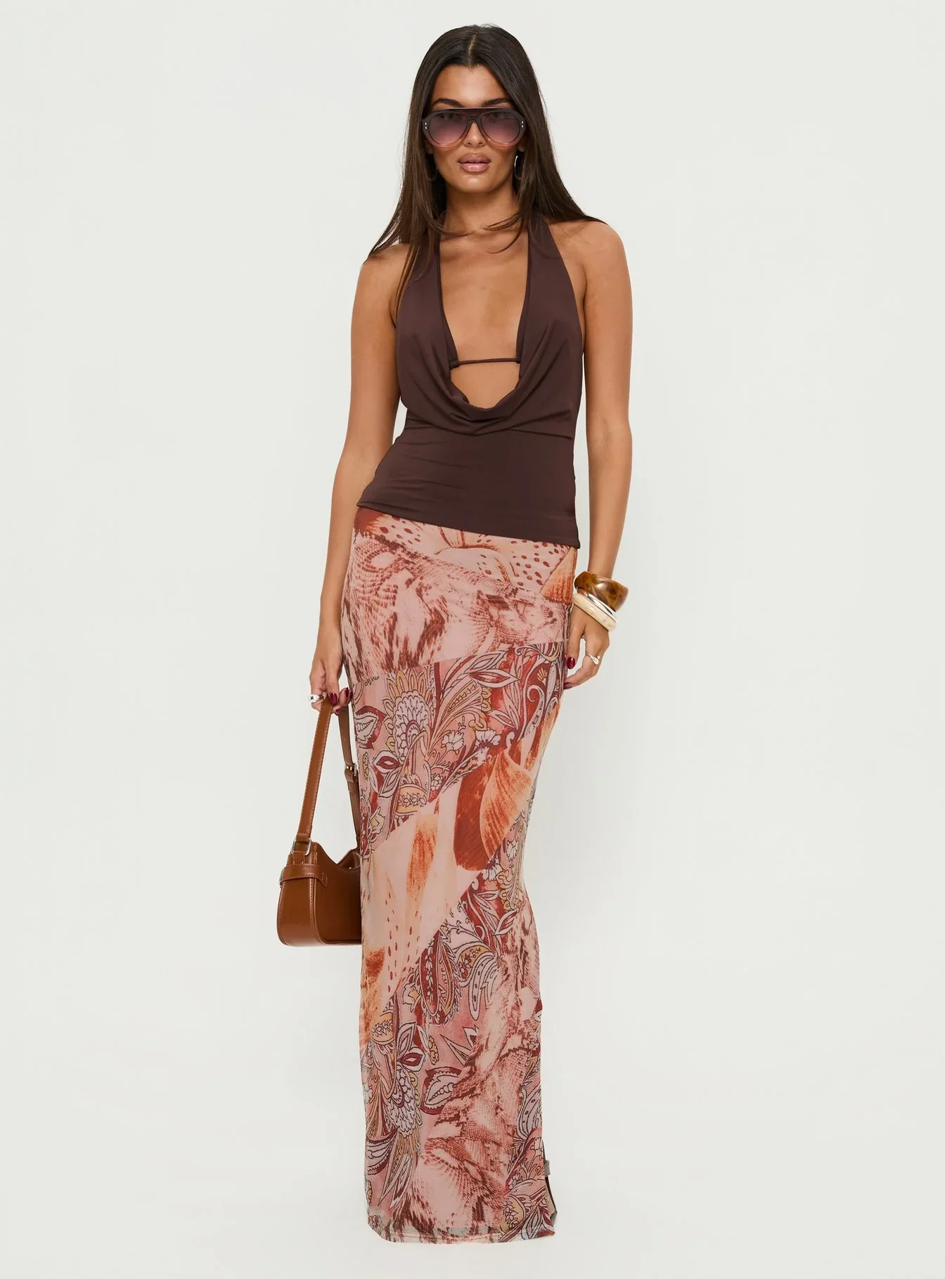 Dorella Spliced Maxi Skirt Pink Multi