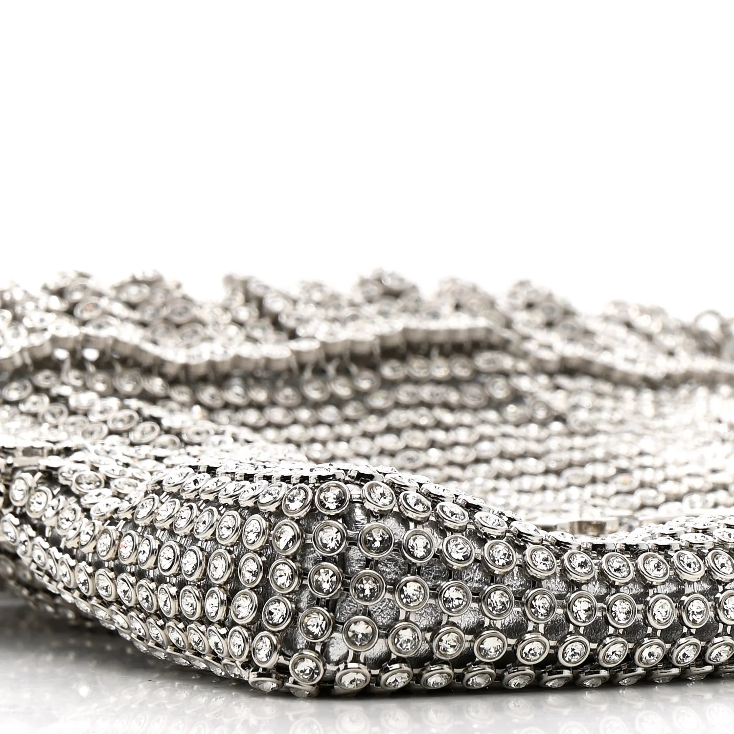 Crystal Embellished Metallic Lambskin Mini Chanel 22 Silver