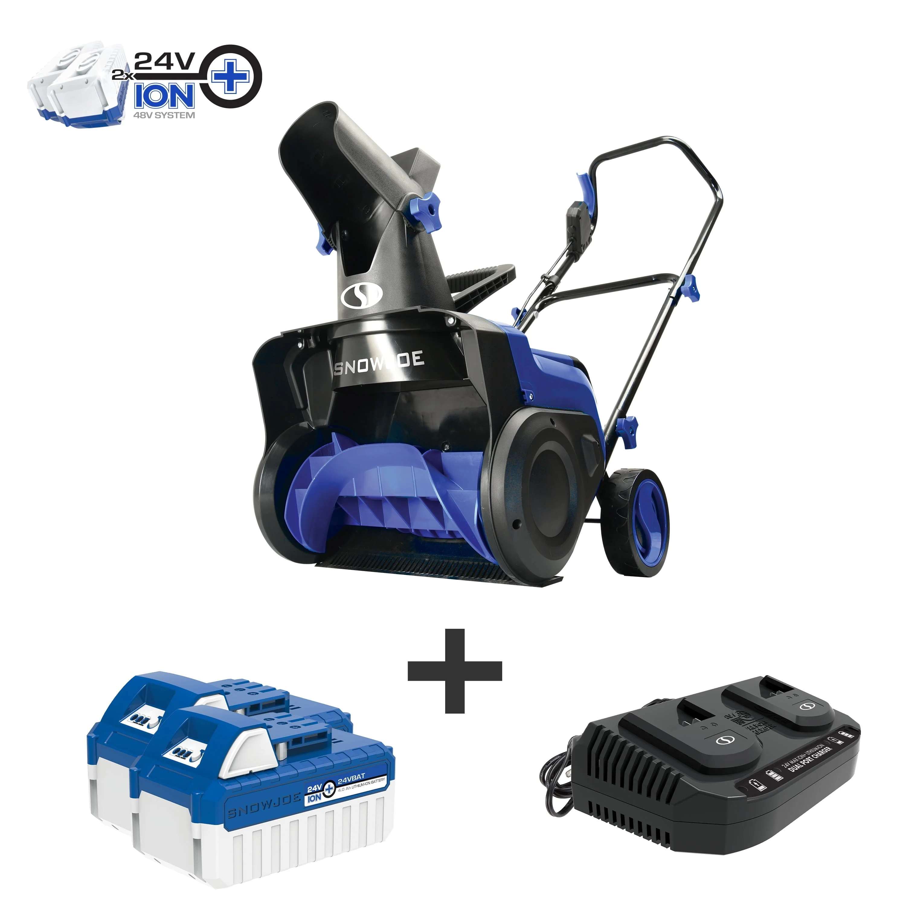 Snow Joe 48V 15 - Inch Cordless Snow Blower, Brushless 750W Motor, 2 x 4.0 - Ah Batteries & Charger