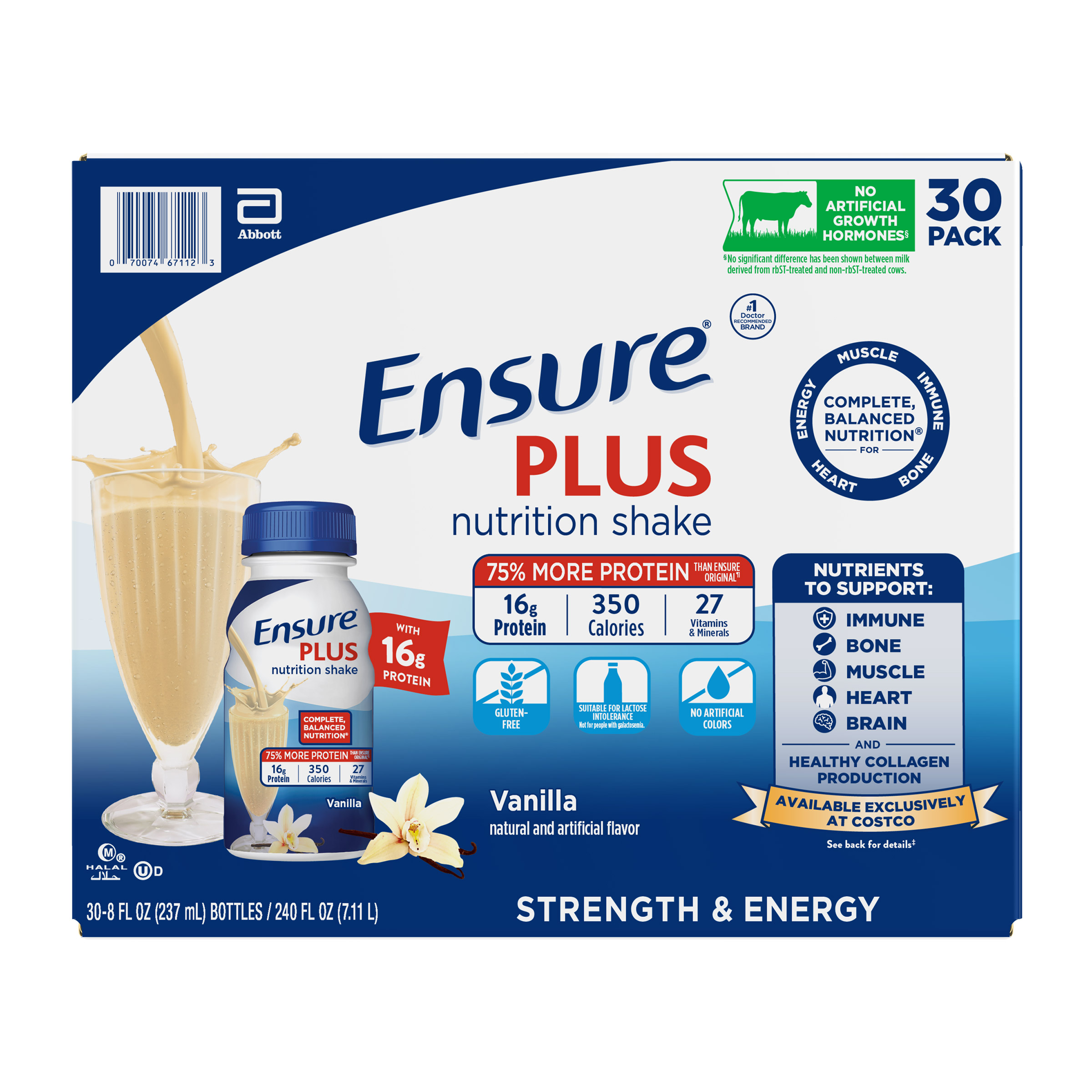 Plus Nutrition Shake, Vanilla, 8 fl. oz, 30-pack