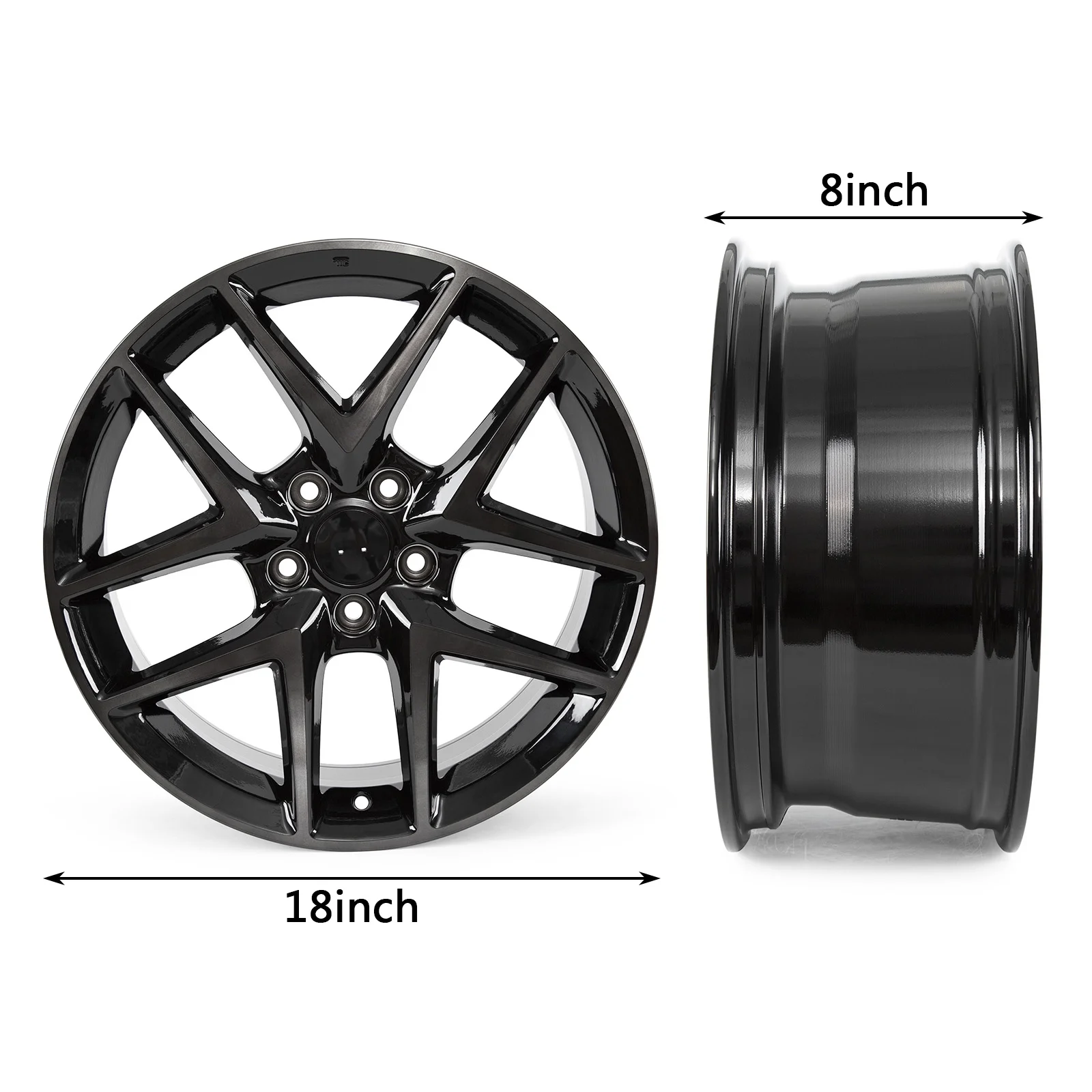 New 18" x 8" Alloy Wheel Rim 2022-2025 for Honda Civic, 18 Inch Machined Smoked Black Replacement Wheels - Image 2