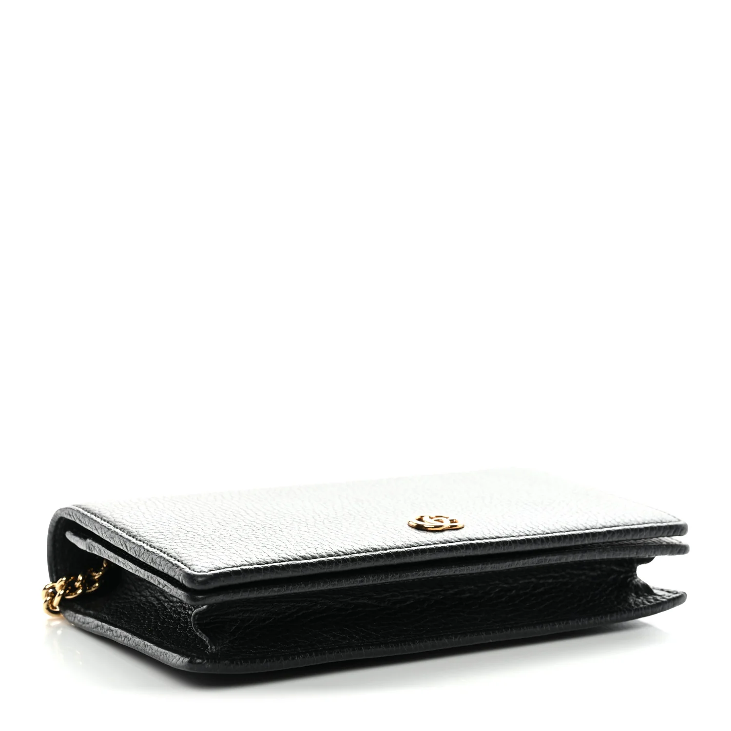 Calfskin Mini GG Marmont Chain Wallet Black
