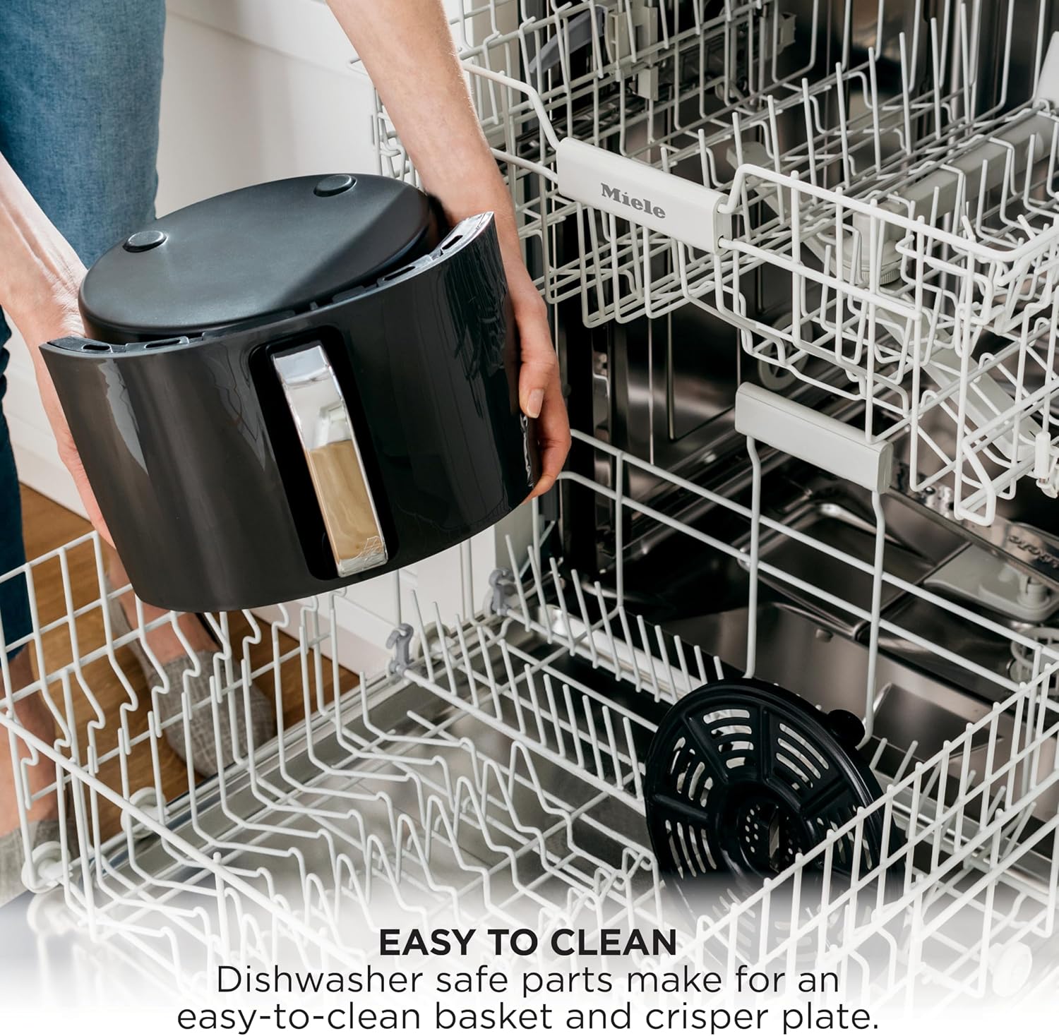 Ninja Air Fryer, 4 Qt Capacity, 4-in-1 Crisp, Roast, Reheat, and Dehydrate, Dishwasher Safe Parts, 105°F-400°F, 1550 Watt, Gray, AF101| Crisps, roasts, reheats, dehydrates, 1550W, High-gloss finish, Fits 2 lbs of fries, Dishwasher-safe